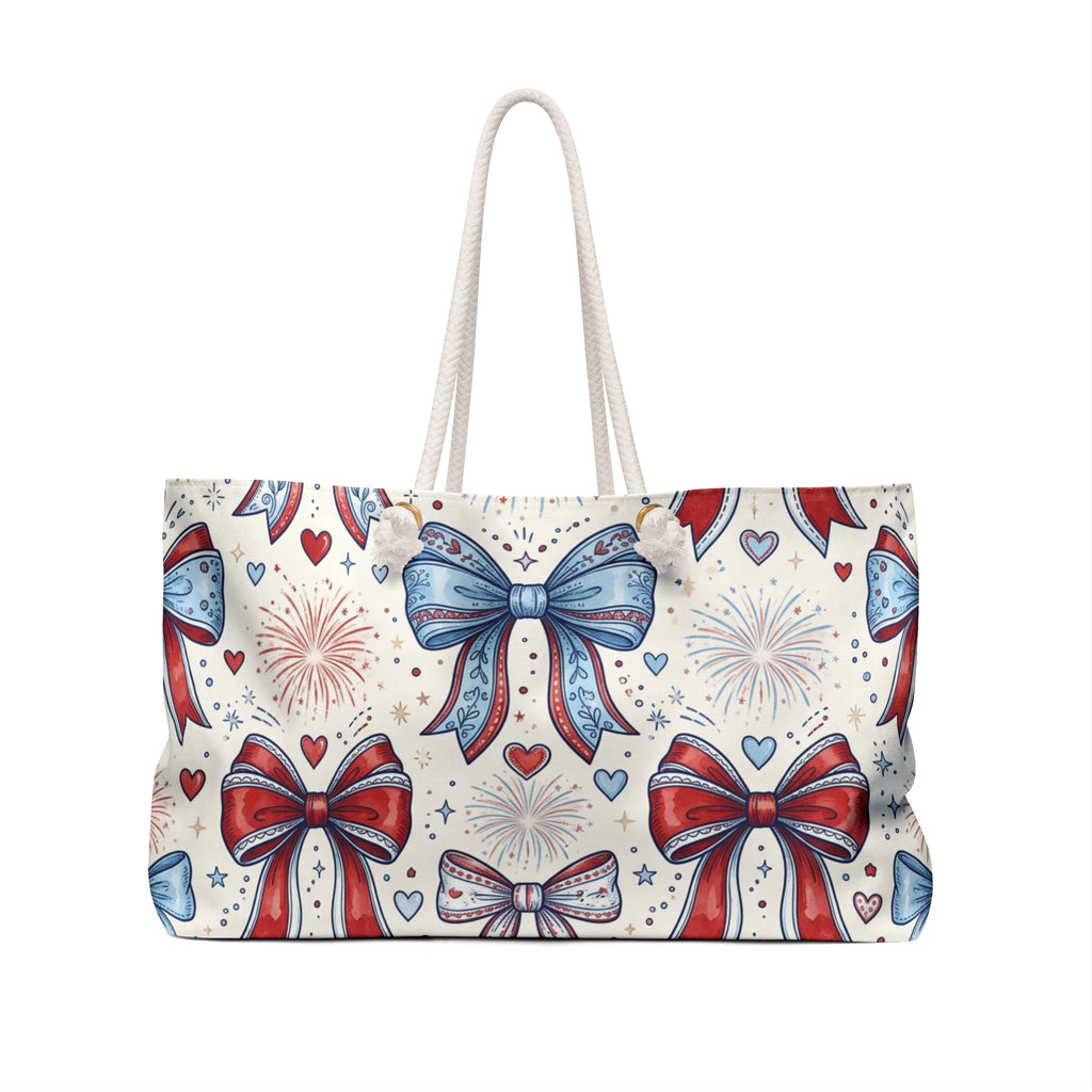 Patriotic Bows & Fireworks Weekender Tote Printify