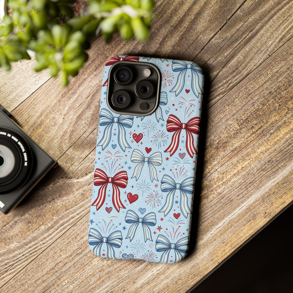 Patriotic Coquette Bows & Fireworks Phone Case Printify