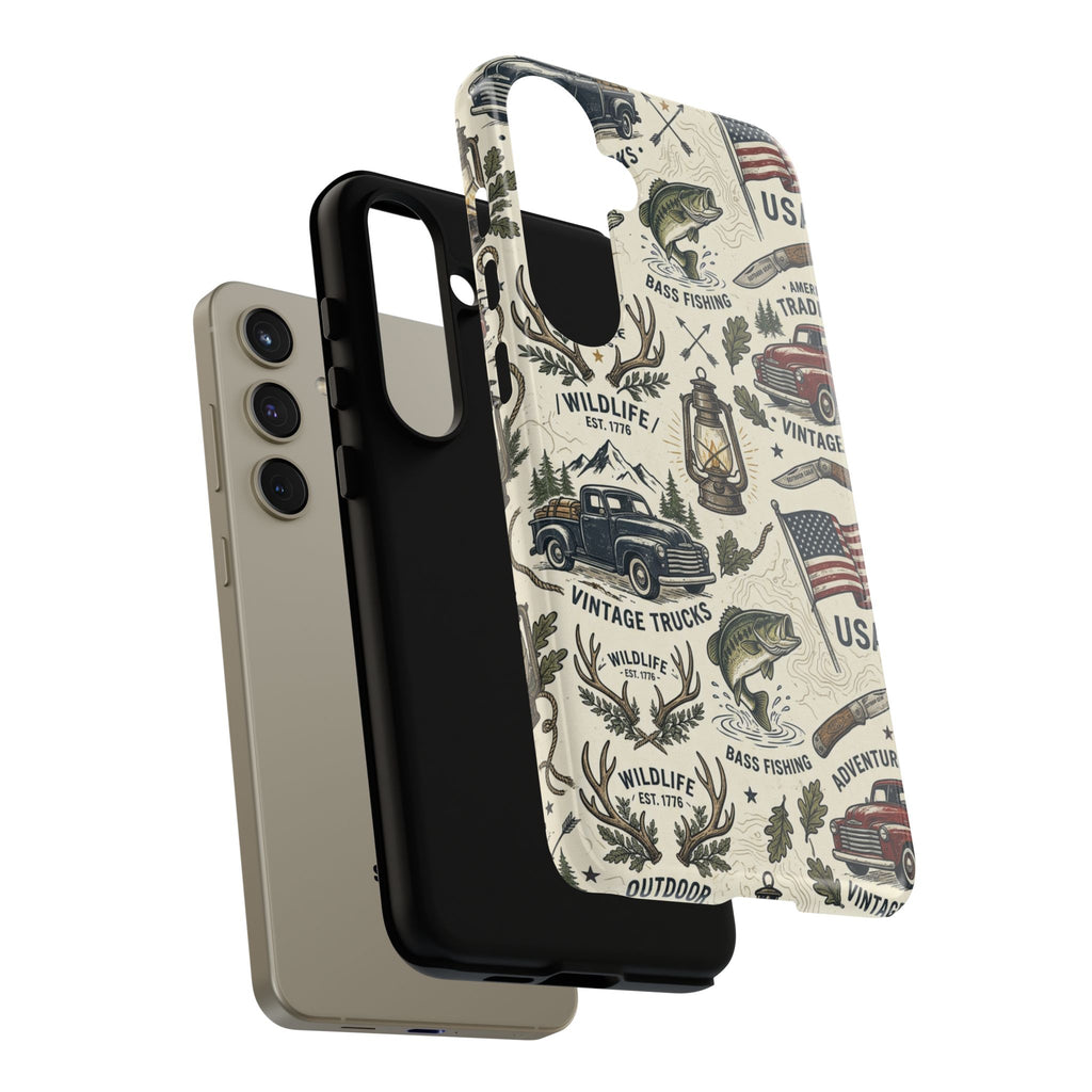 Patriotic Outdoors Phone Case – Bass Fishing & Vintage Americana Case Printify