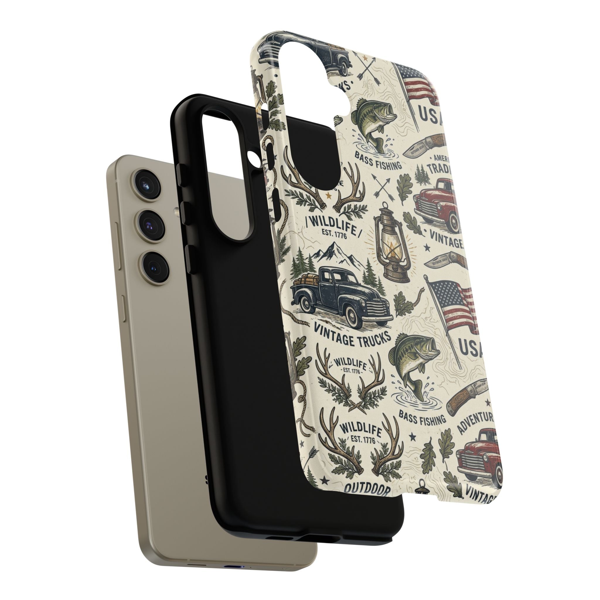 Patriotic Outdoors Phone Case – Bass Fishing & Vintage Americana Case Printify