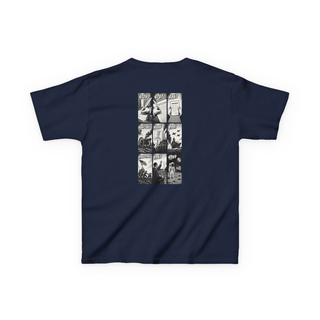 America Comic Book History Kids Tee Printify