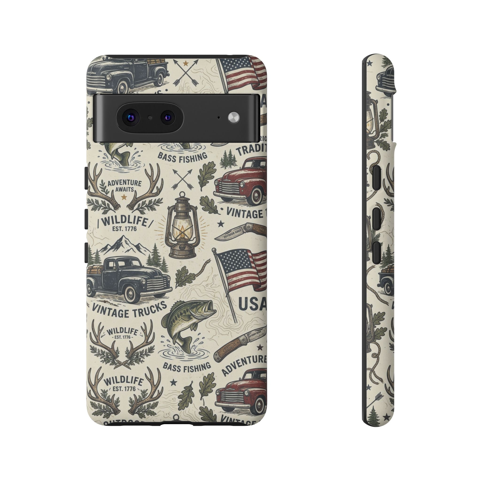 Patriotic Outdoors Phone Case – Bass Fishing & Vintage Americana Case Printify