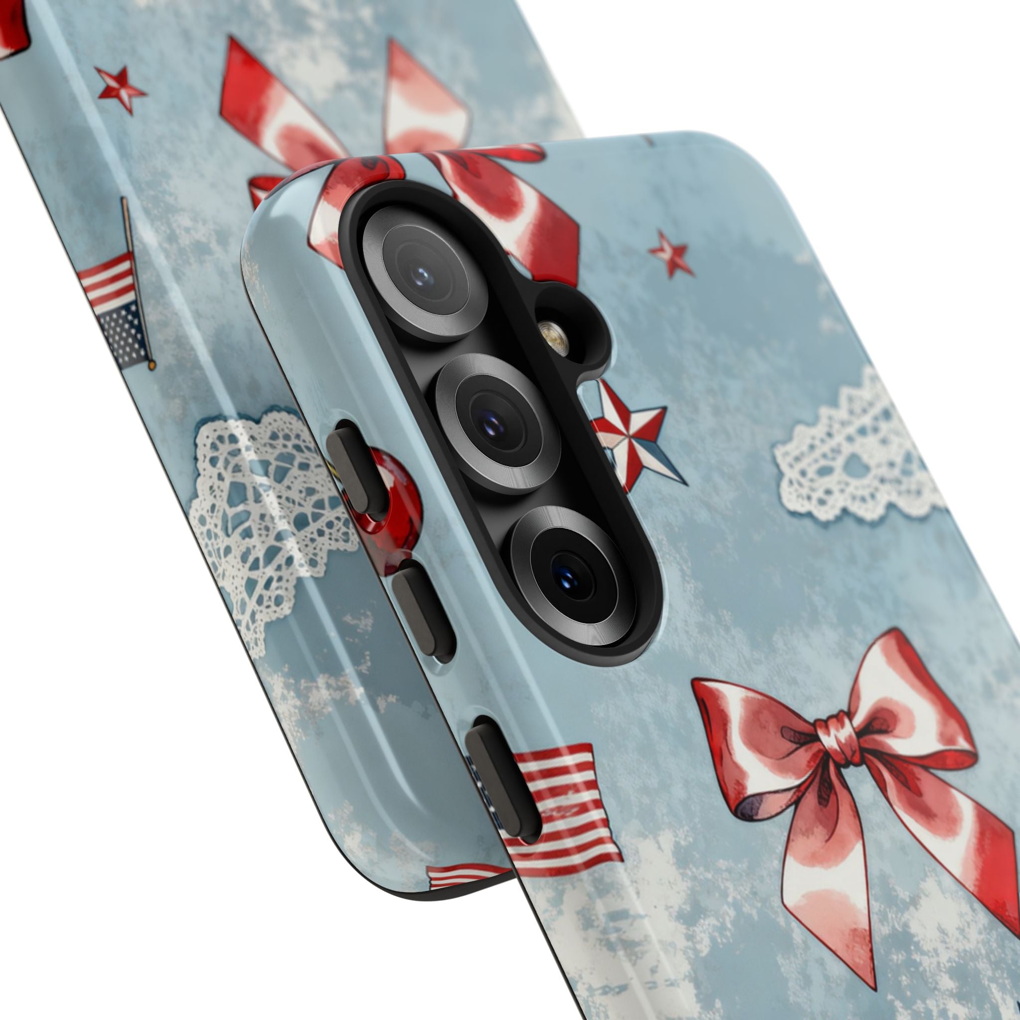 Americana Coquette Cherry Bow Phone Case Printify