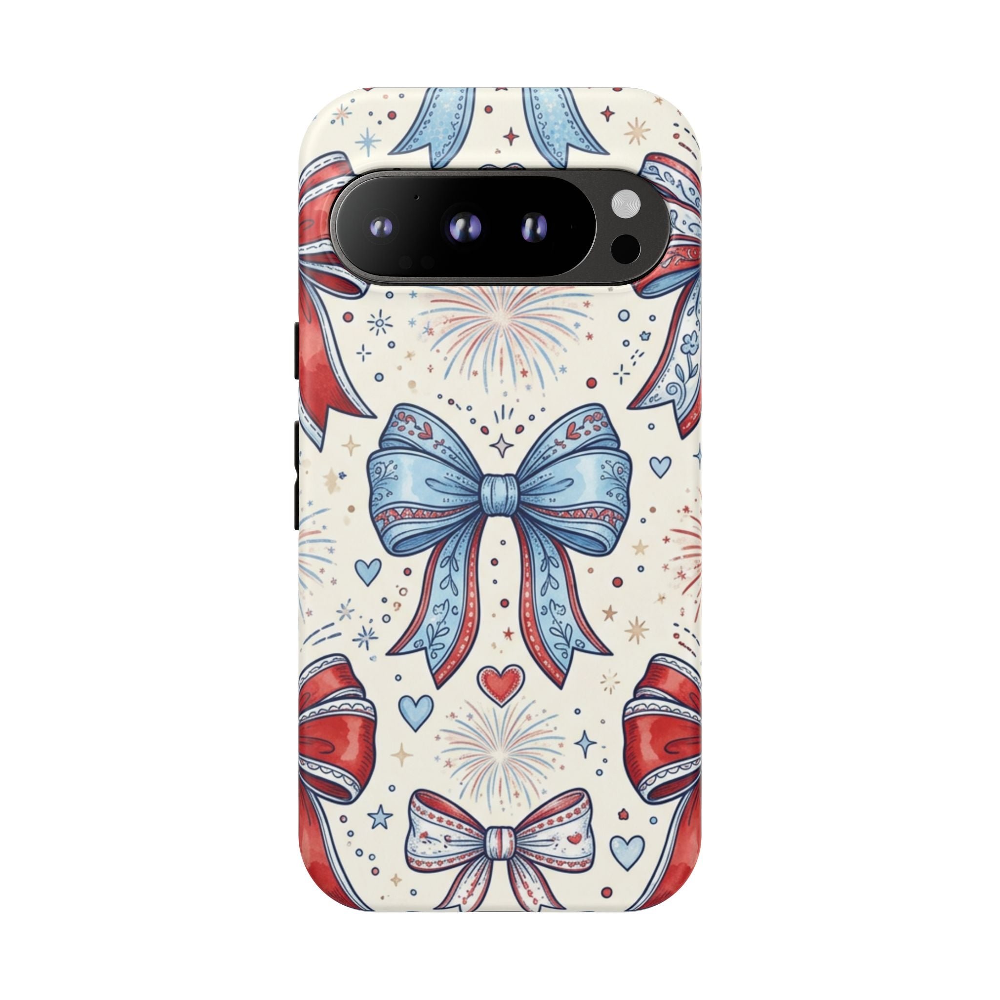 Patriotic Coquette Bows Phone Case – Americana Ribbon & Fireworks Design Printify