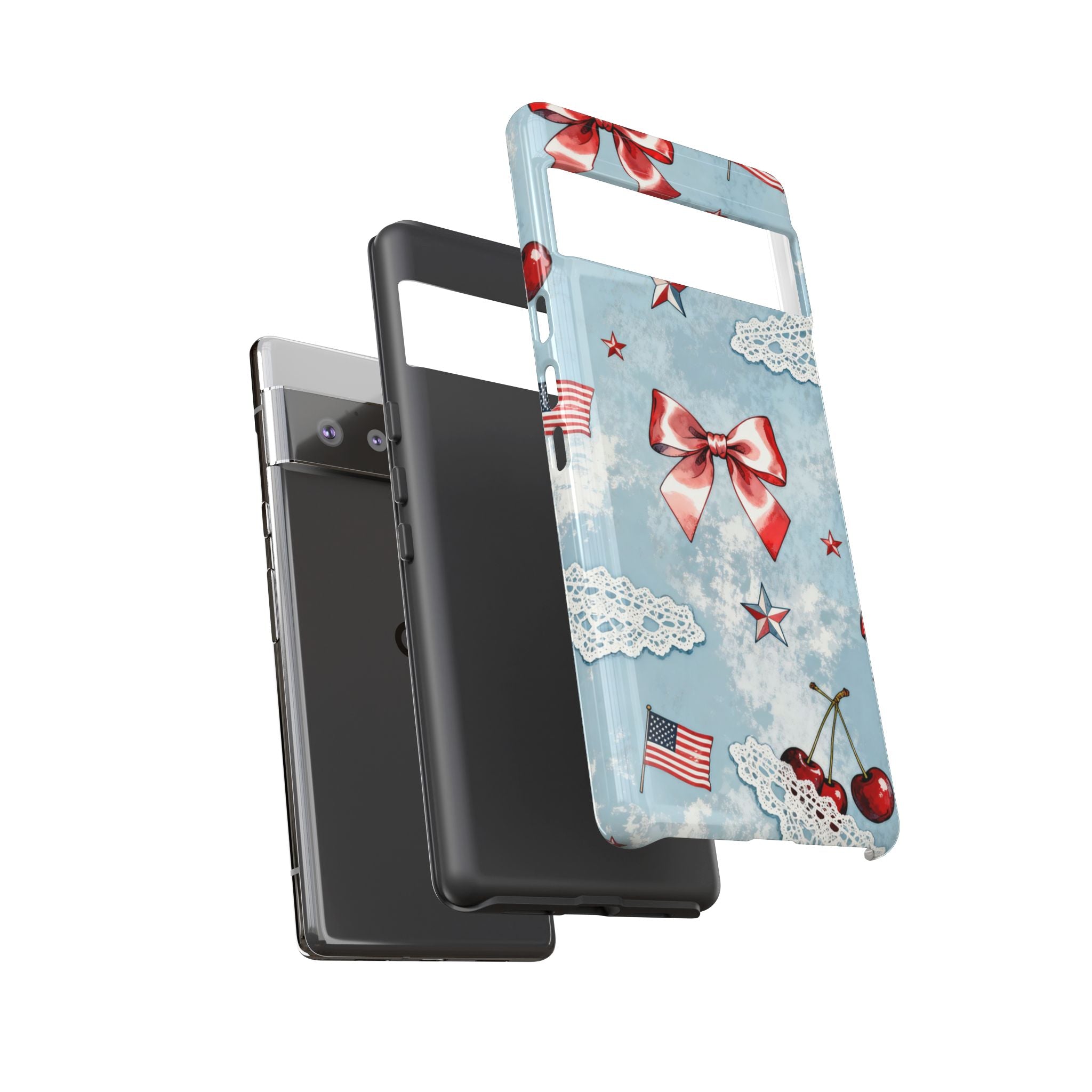 Americana Coquette Cherry Bow Phone Case Printify