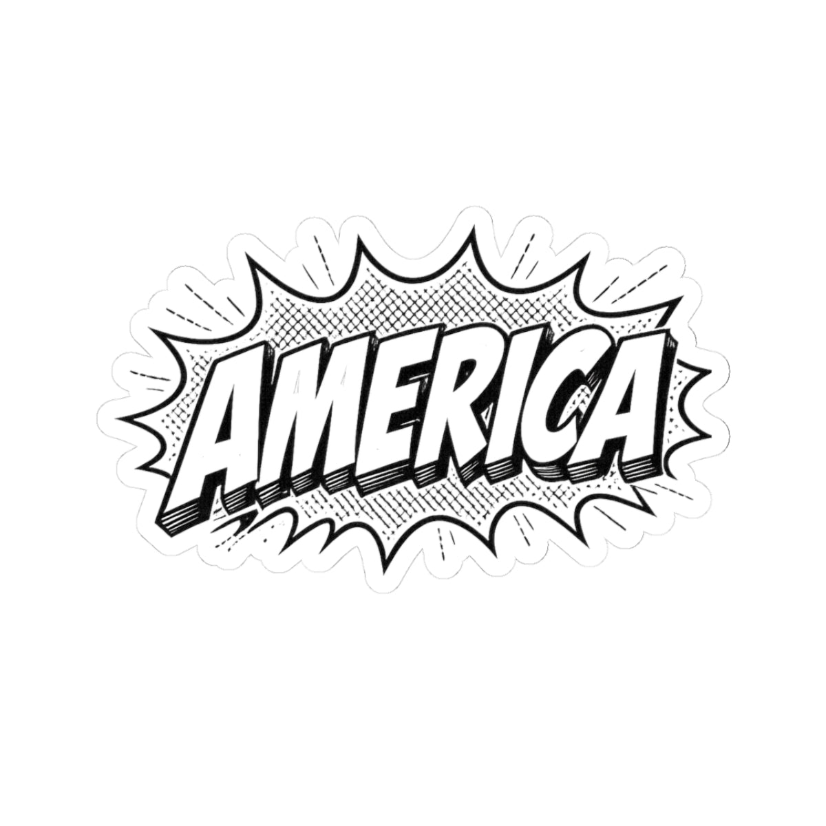 America Comic Book Sticker — Retro Patriotic Kiss-Cut Decal Printify