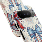 Patriotic Coquette Bows Phone Case – Americana Ribbon & Fireworks Design Printify
