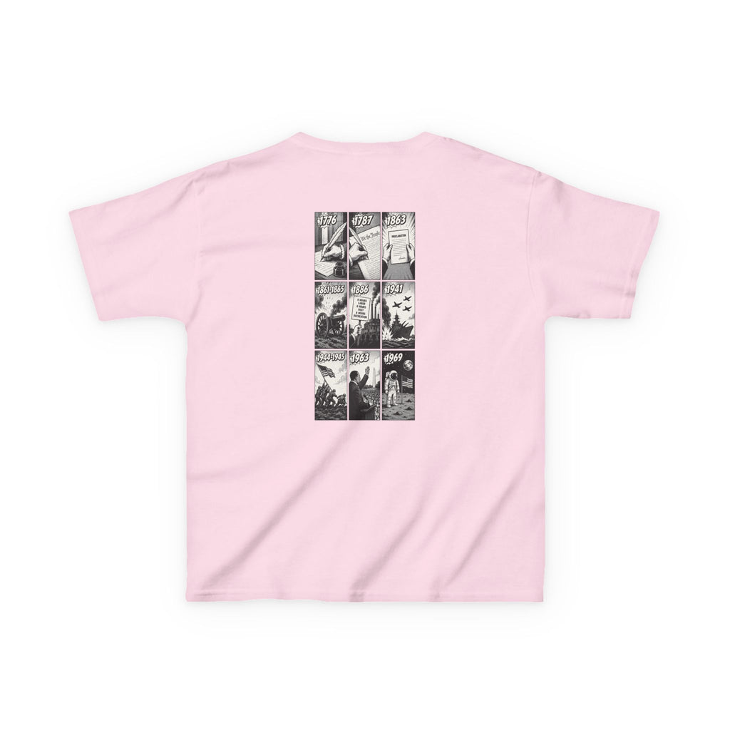 America Comic Book History Kids Tee Printify