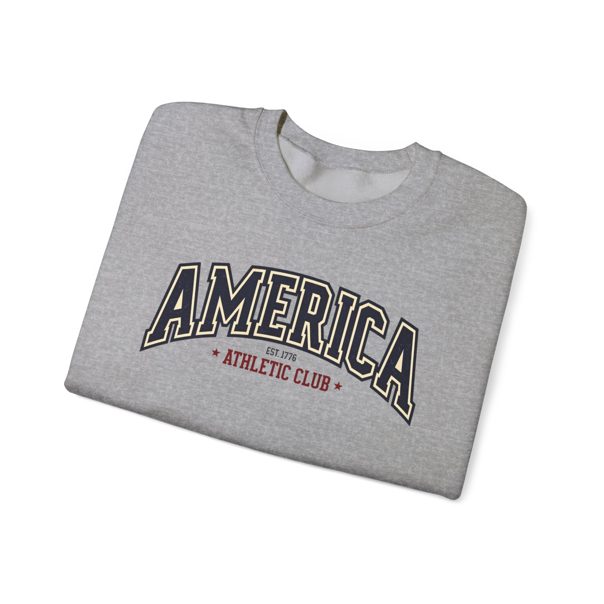 America Athletic Club Crewneck Sweatshirt – Vintage Collegiate Americana Pullover Printify