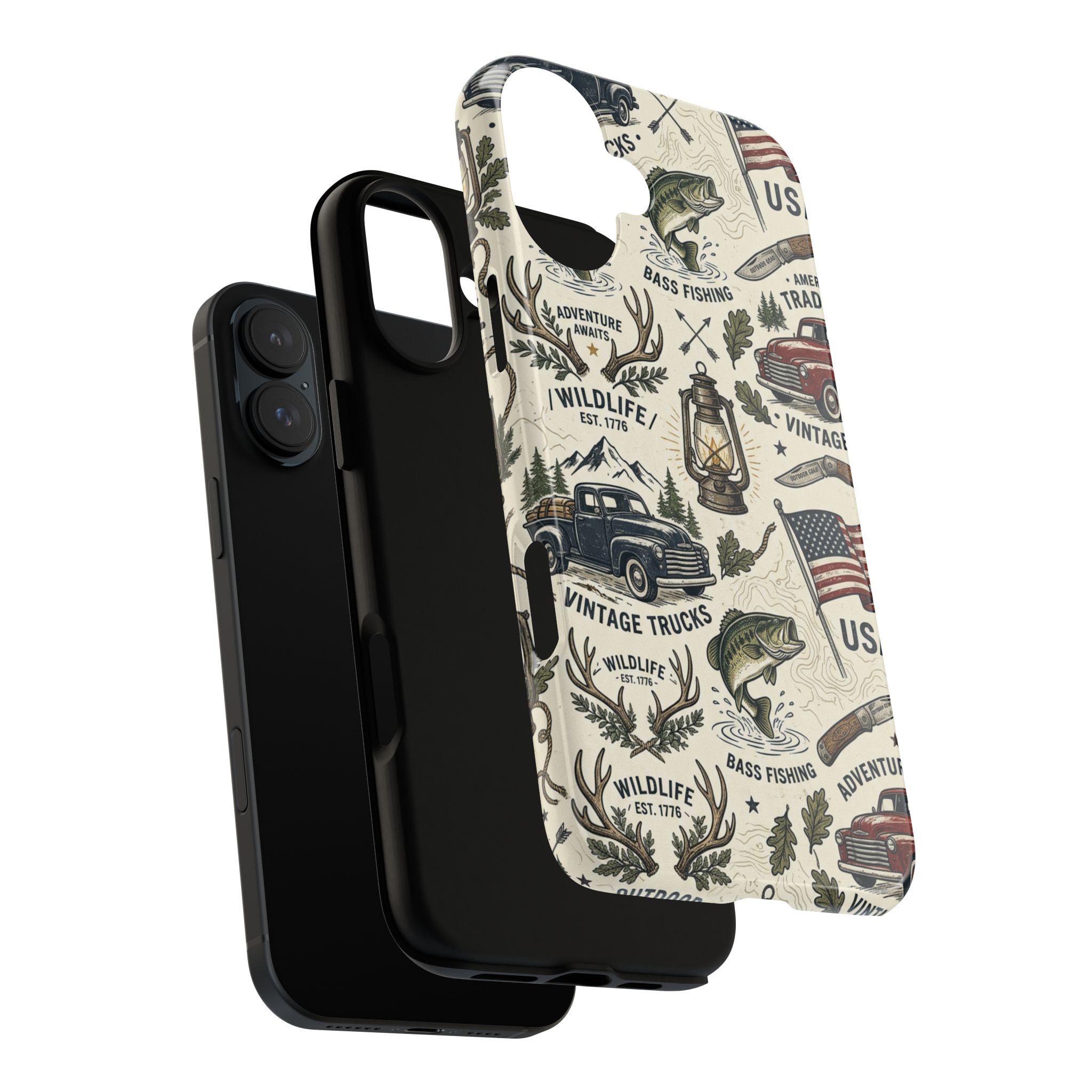 Patriotic Outdoors Phone Case – Bass Fishing & Vintage Americana Case Printify