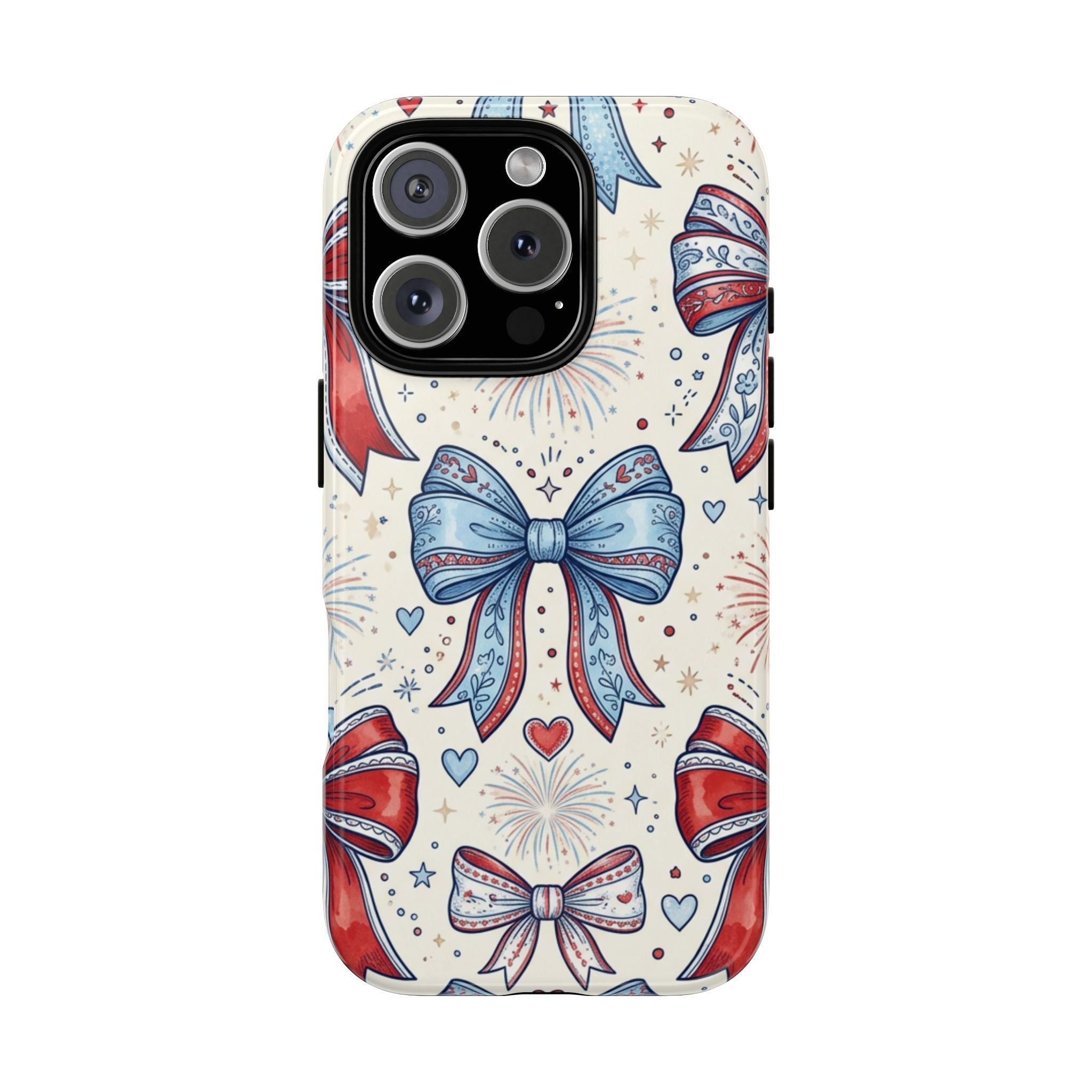 Patriotic Coquette Bows Phone Case – Americana Ribbon & Fireworks Design Printify