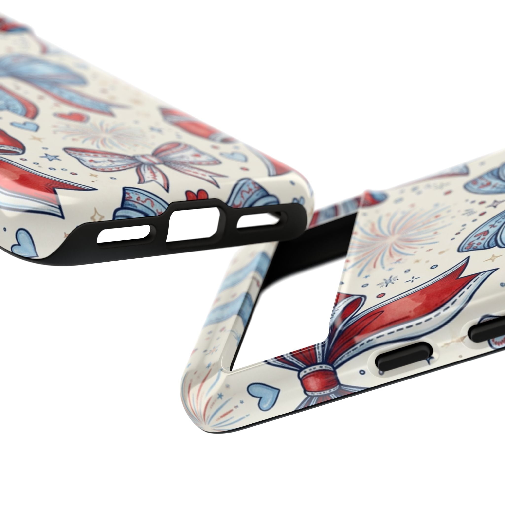 Patriotic Coquette Bows Phone Case – Americana Ribbon & Fireworks Design Printify