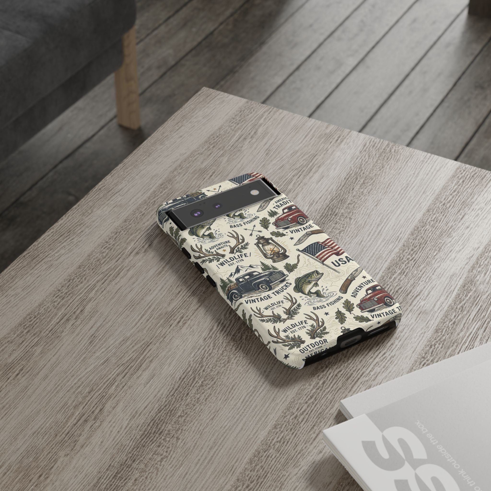 Patriotic Outdoors Phone Case – Bass Fishing & Vintage Americana Case Printify