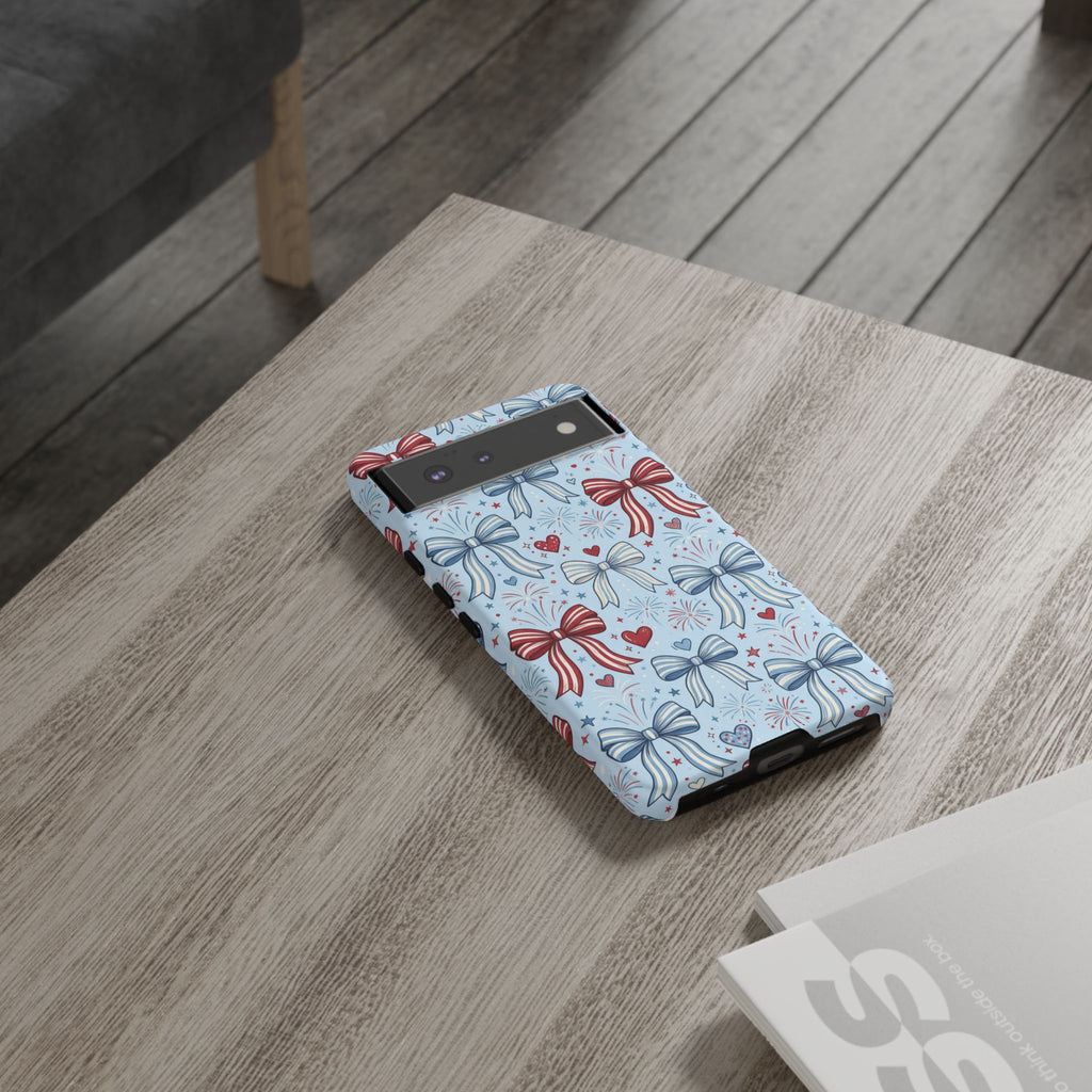 Patriotic Coquette Bows & Fireworks Phone Case Printify