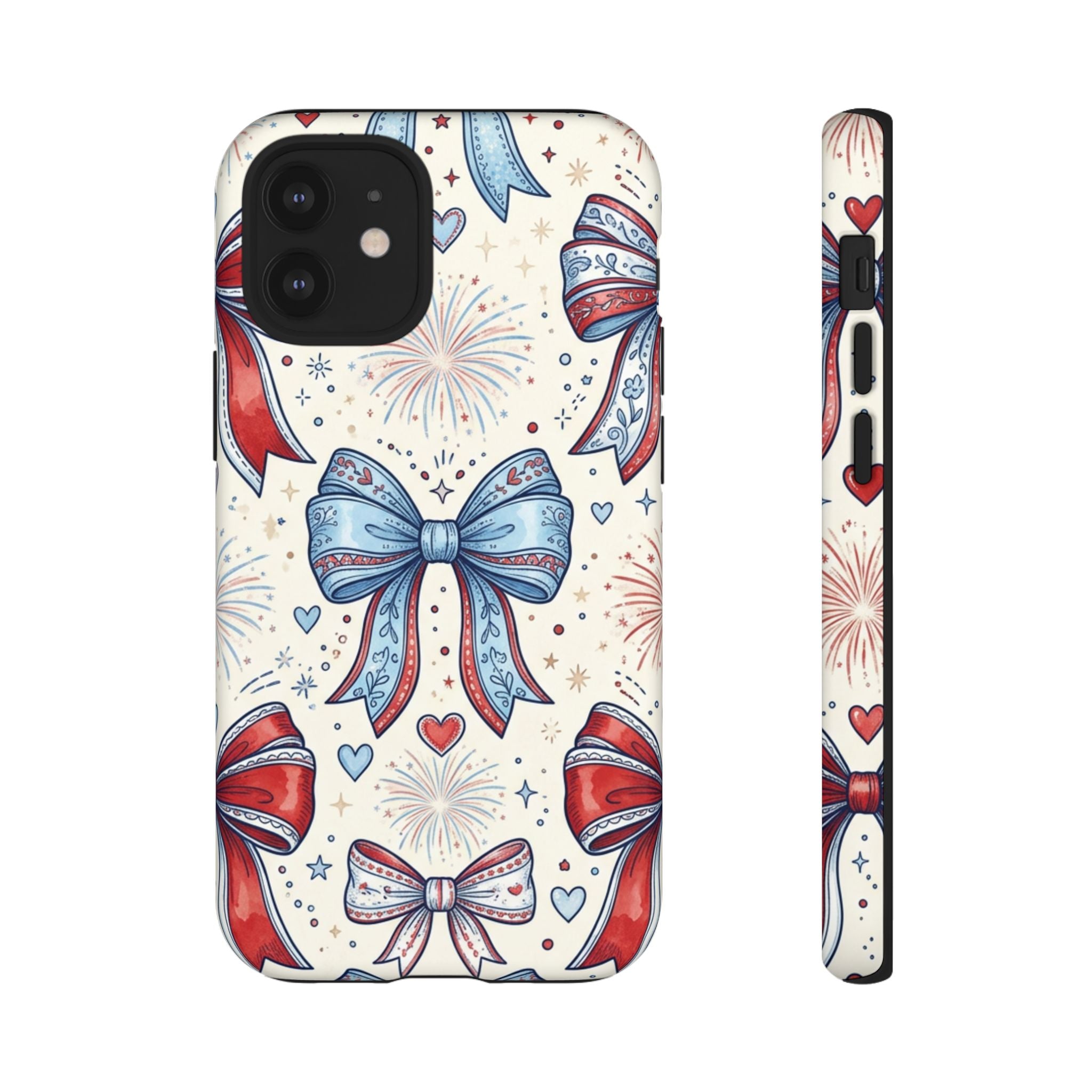 Patriotic Coquette Bows Phone Case – Americana Ribbon & Fireworks Design Printify