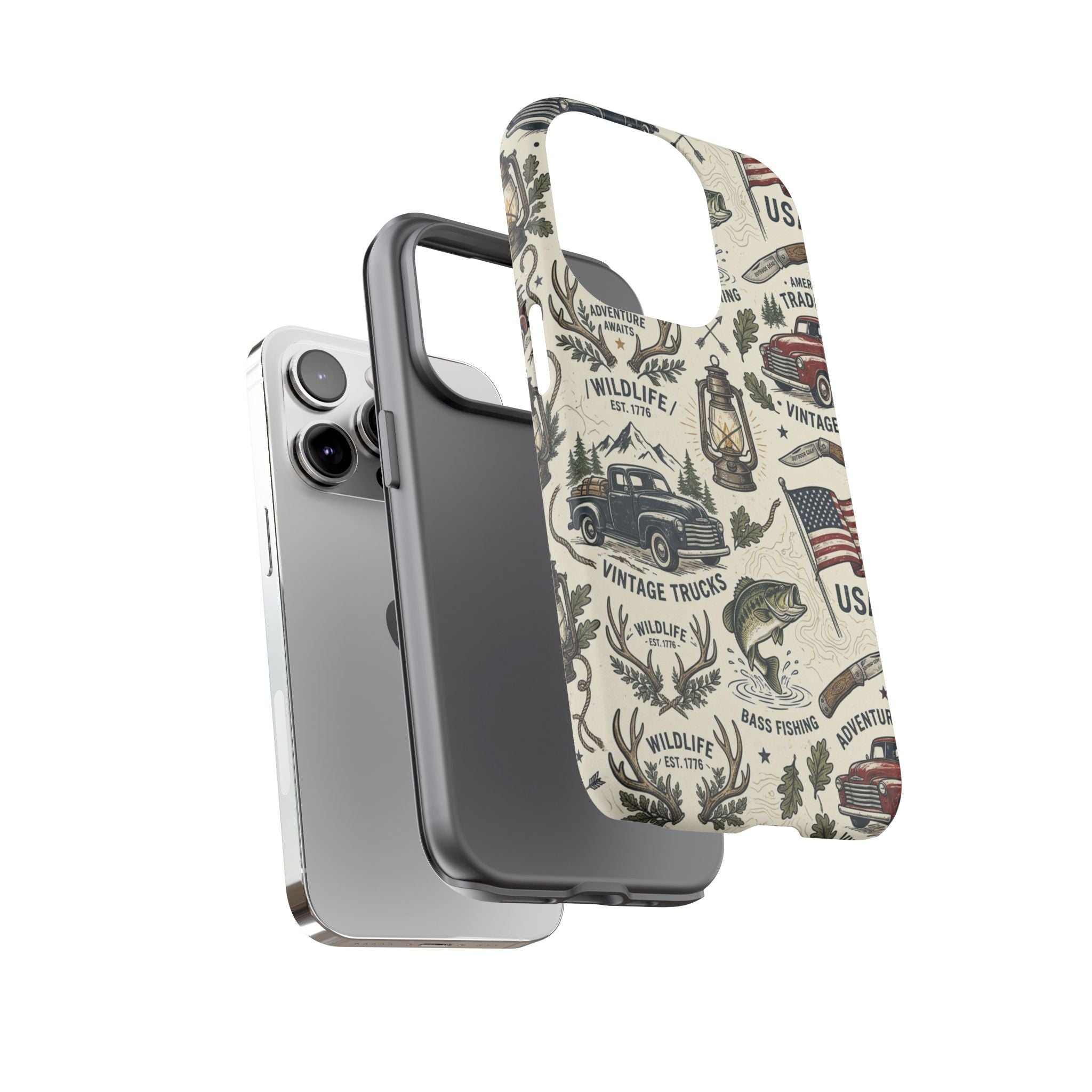 Patriotic Outdoors Phone Case – Bass Fishing & Vintage Americana Case Printify