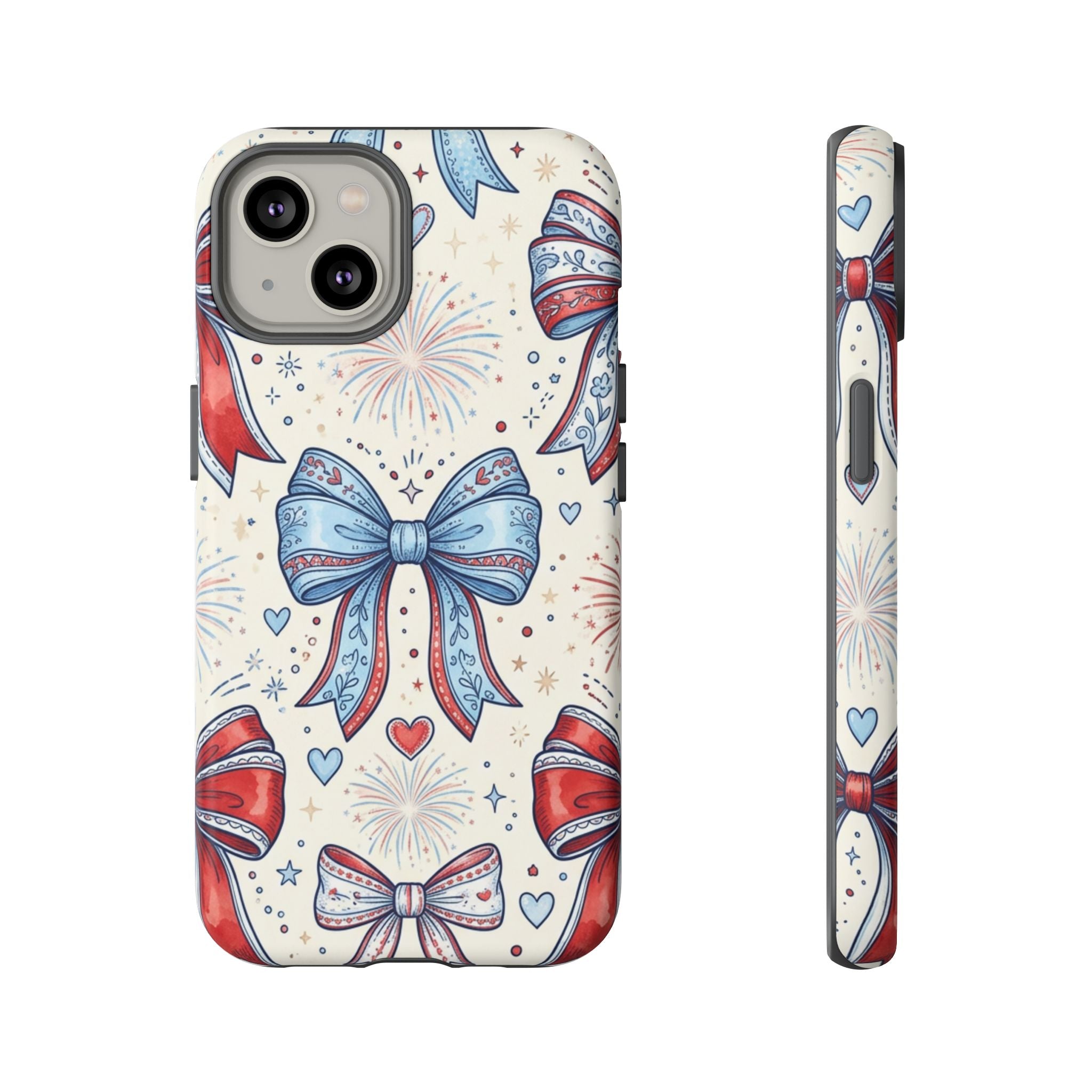 Patriotic Coquette Bows Phone Case – Americana Ribbon & Fireworks Design Printify