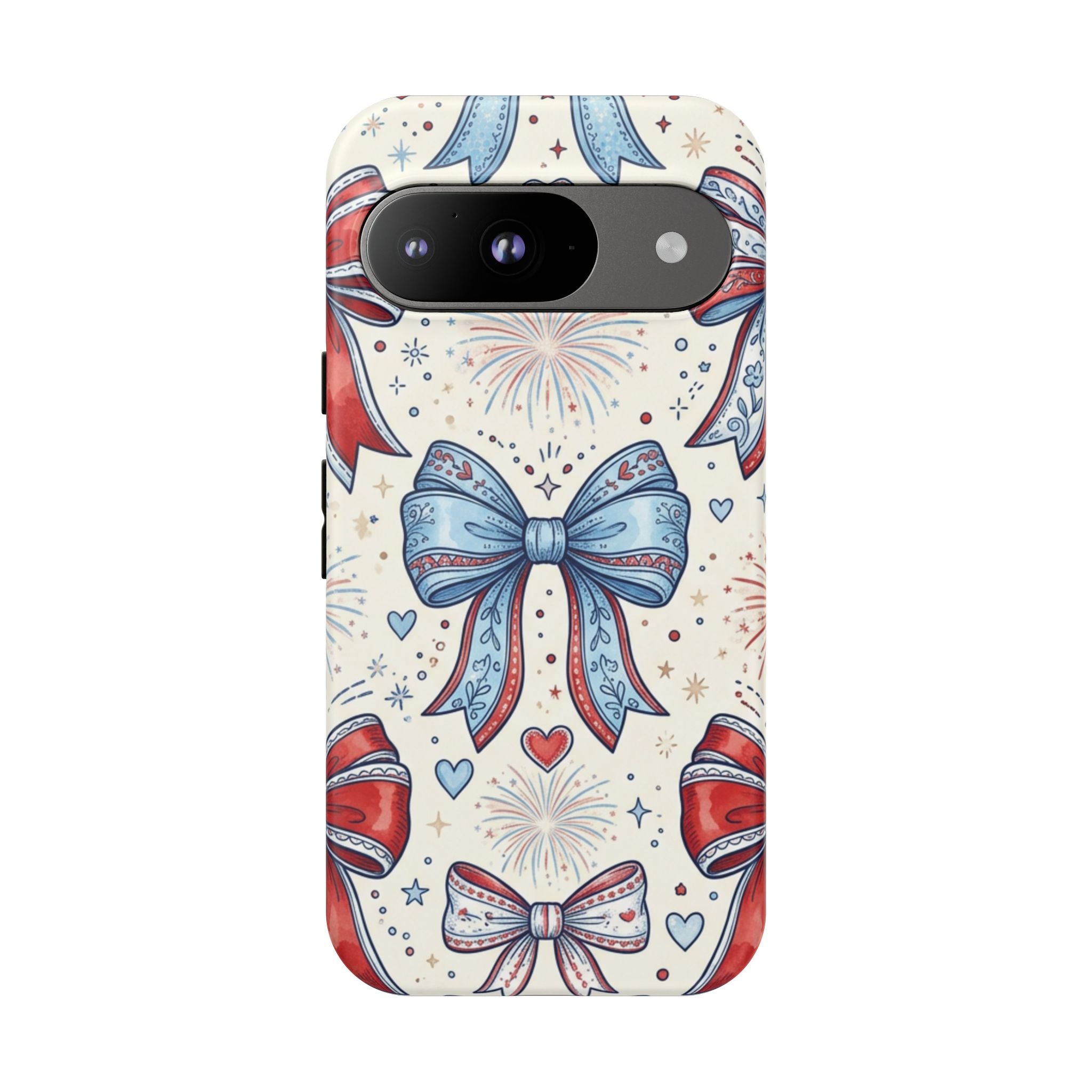 Patriotic Coquette Bows Phone Case – Americana Ribbon & Fireworks Design Printify