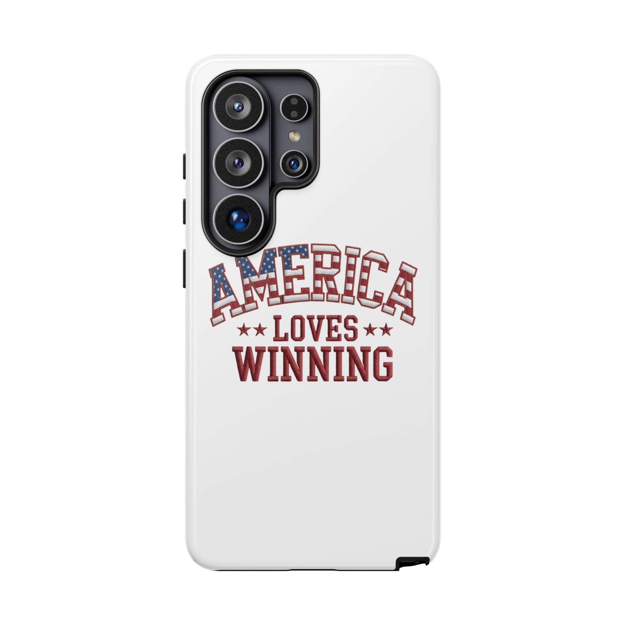 America Loves Winning Patriotic Phone Case – Tough Dual Layer iPhone & Samsung Galaxy S26 Case