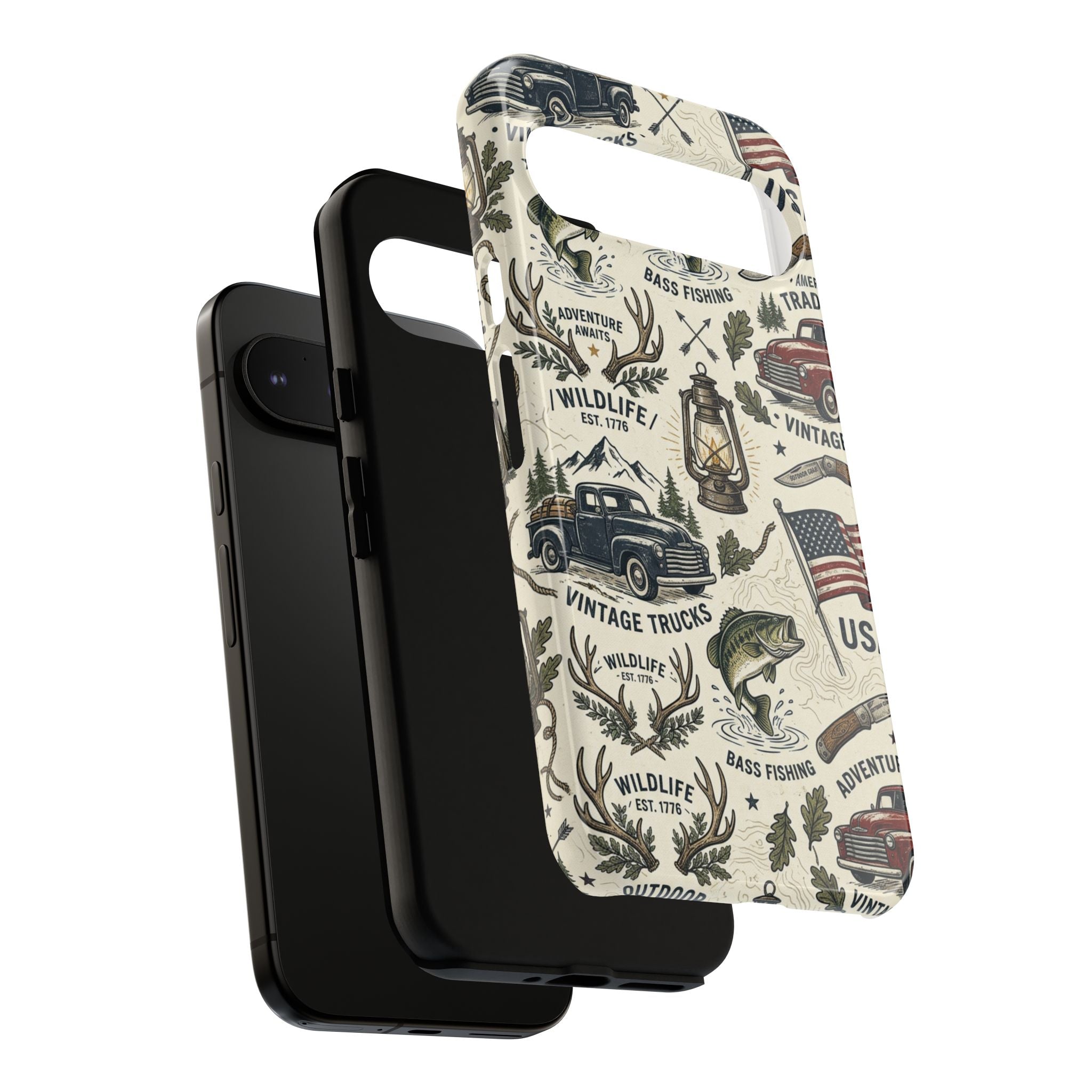 Patriotic Outdoors Phone Case – Bass Fishing & Vintage Americana Case Printify