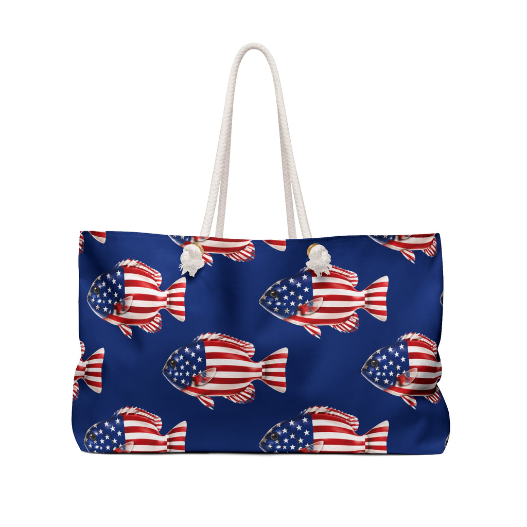 American Flag Fish Weekender Tote Bag Printify