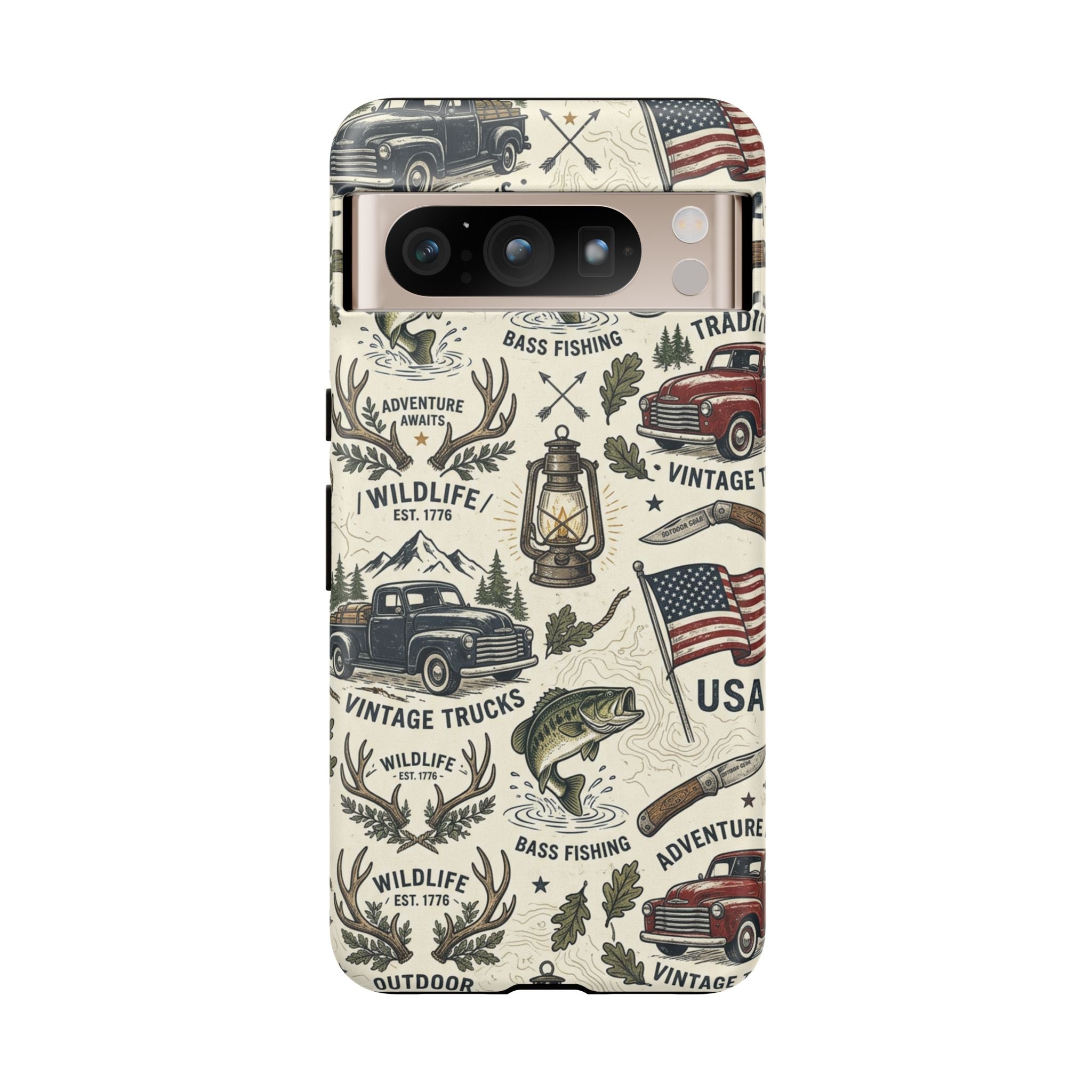 Patriotic Outdoors Phone Case – Bass Fishing & Vintage Americana Case Printify
