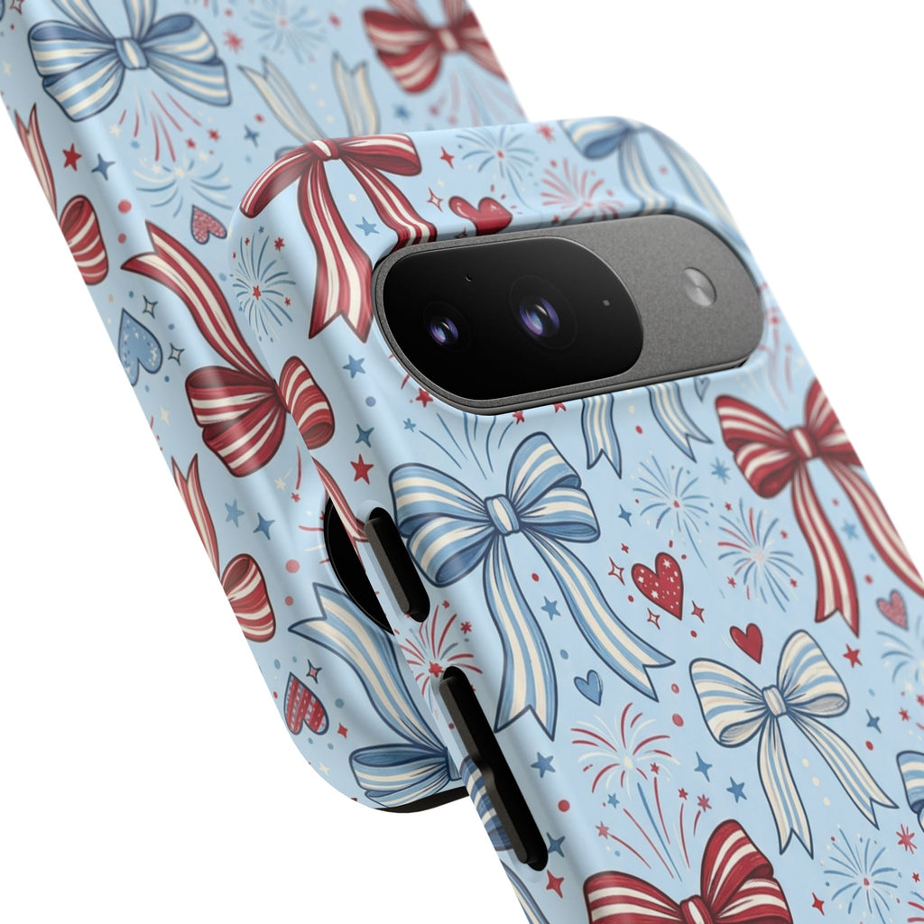 Patriotic Coquette Bows & Fireworks Phone Case Printify