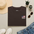 American Flag Pocket T-Shirt — "America's" Small Logo Patriotic Tee Printify