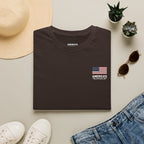 American Flag Pocket T-Shirt — "America's" Small Logo Patriotic Tee Printify