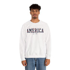 America Wildflower Crewneck Sweatshirt – Vintage Patriotic Floral Pullover Printify