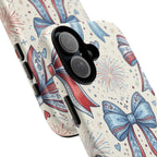 Patriotic Coquette Bows Phone Case – Americana Ribbon & Fireworks Design Printify