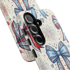 Patriotic Coquette Bows Phone Case – Americana Ribbon & Fireworks Design Printify