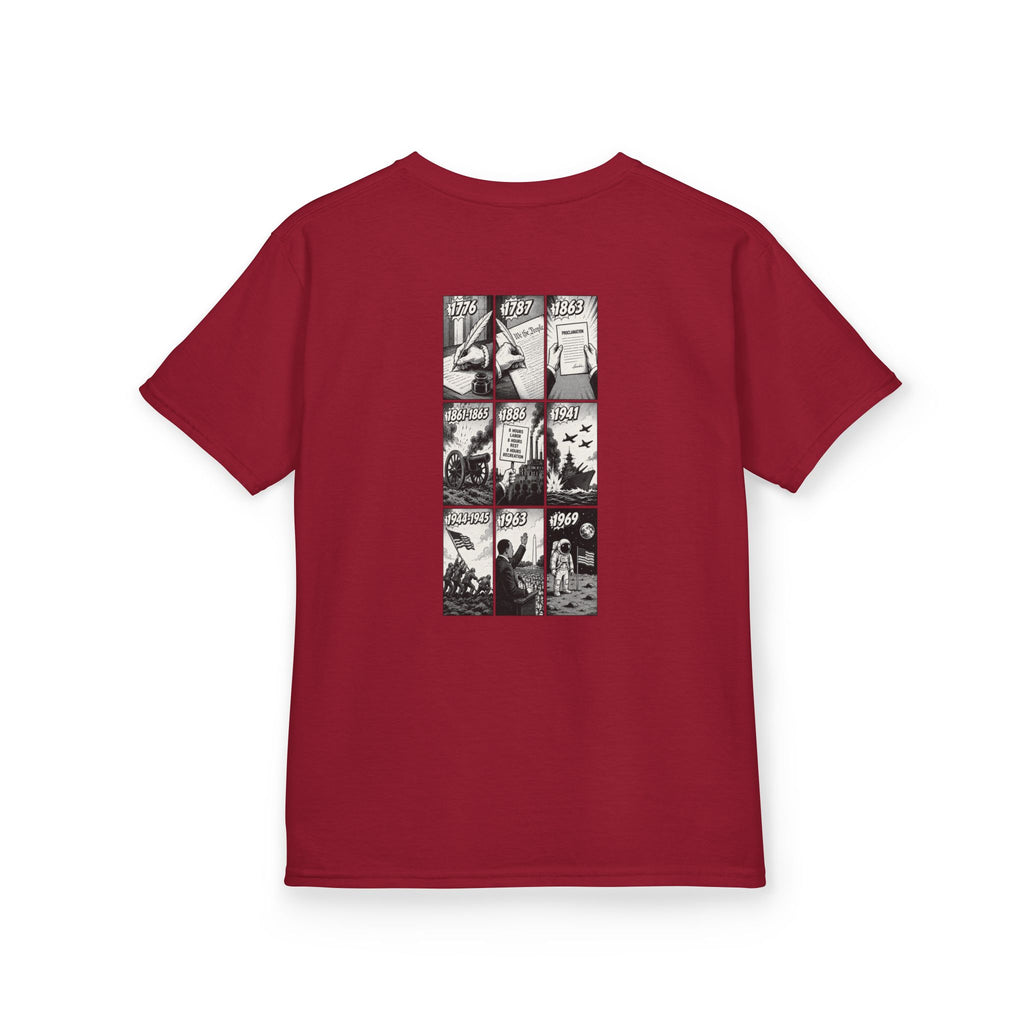 America Comic Book History Kids Tee Printify