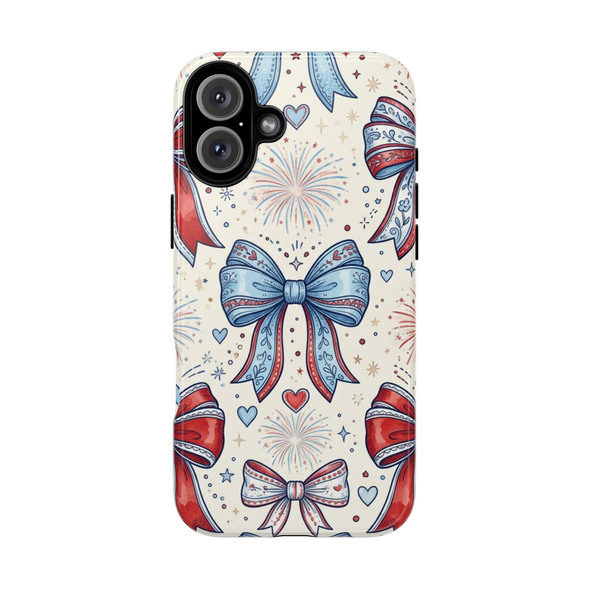 Patriotic Coquette Bows Phone Case – Americana Ribbon & Fireworks Design Printify
