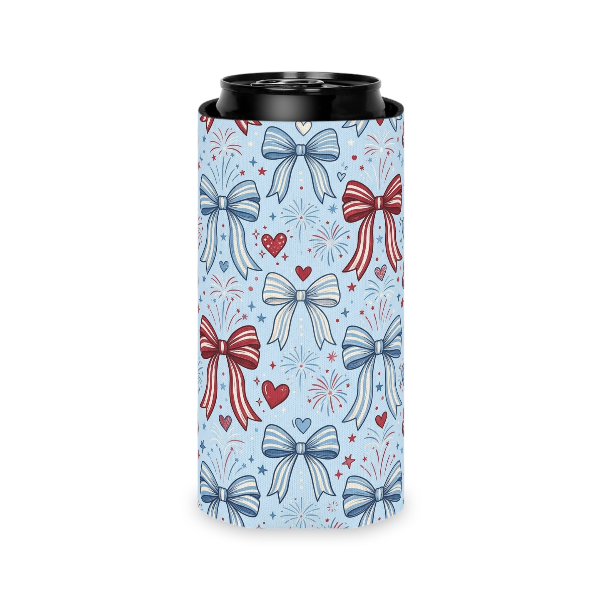 Patriotic Coquette Bows Can Cooler Printify