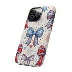 Patriotic Coquette Bows Phone Case – Americana Ribbon & Fireworks Design Printify