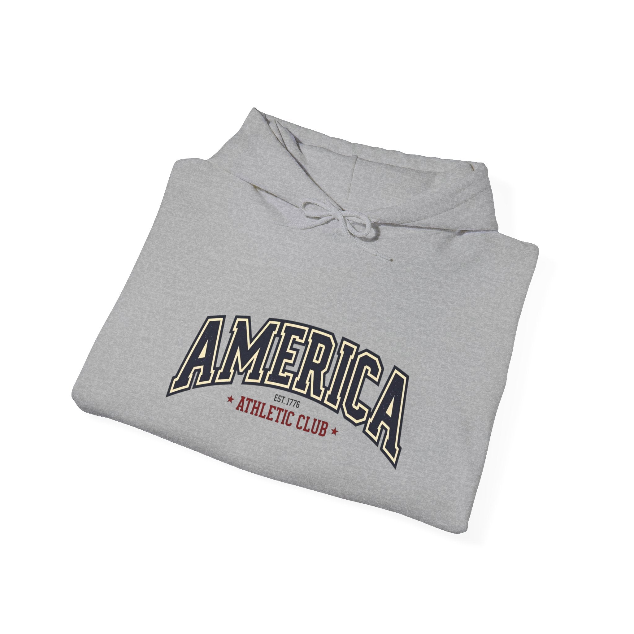 America Athletic Club Heavy Blend Hoodie – Vintage Collegiate Patriotic Sweatshirt Printify