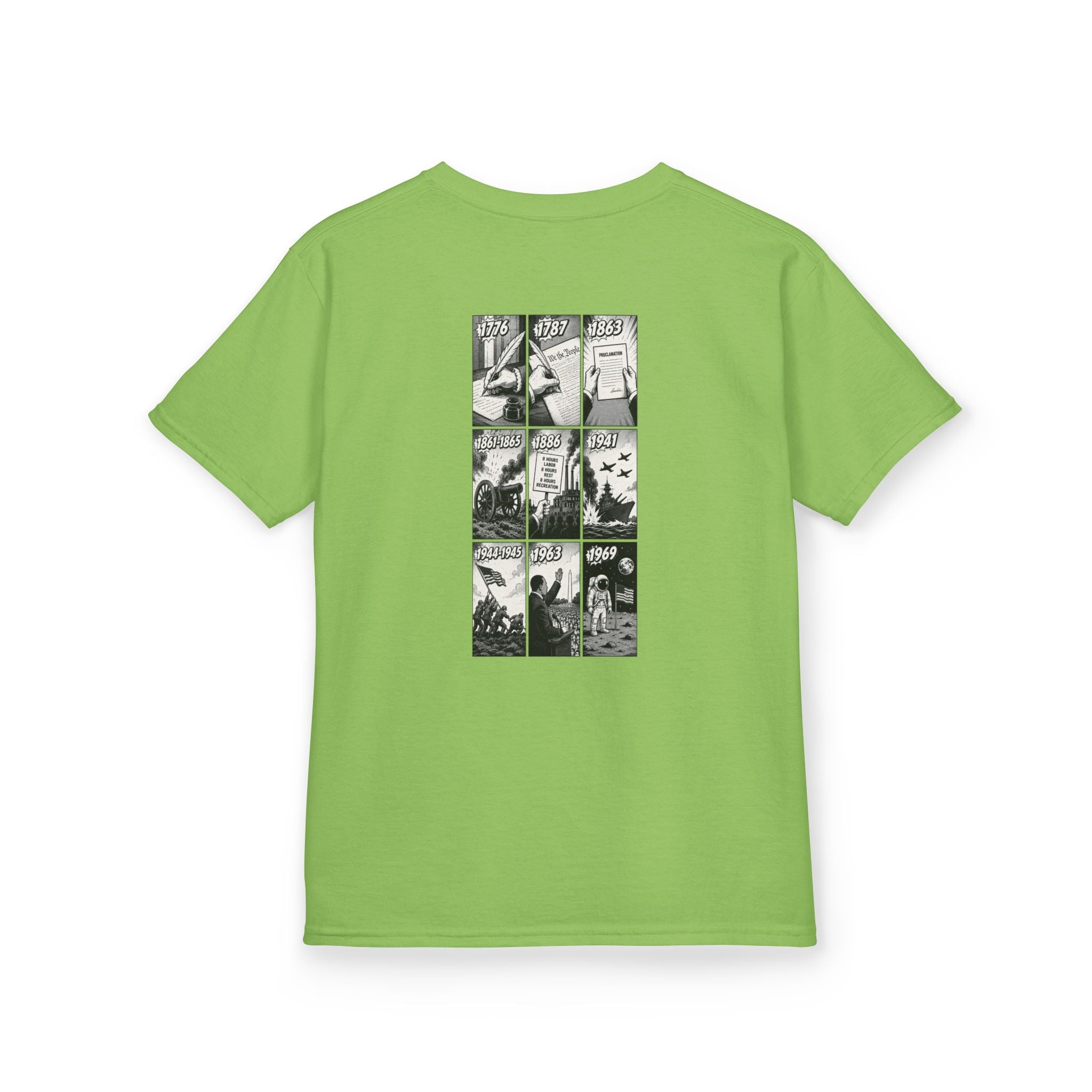 America Comic Book History Kids Tee Printify