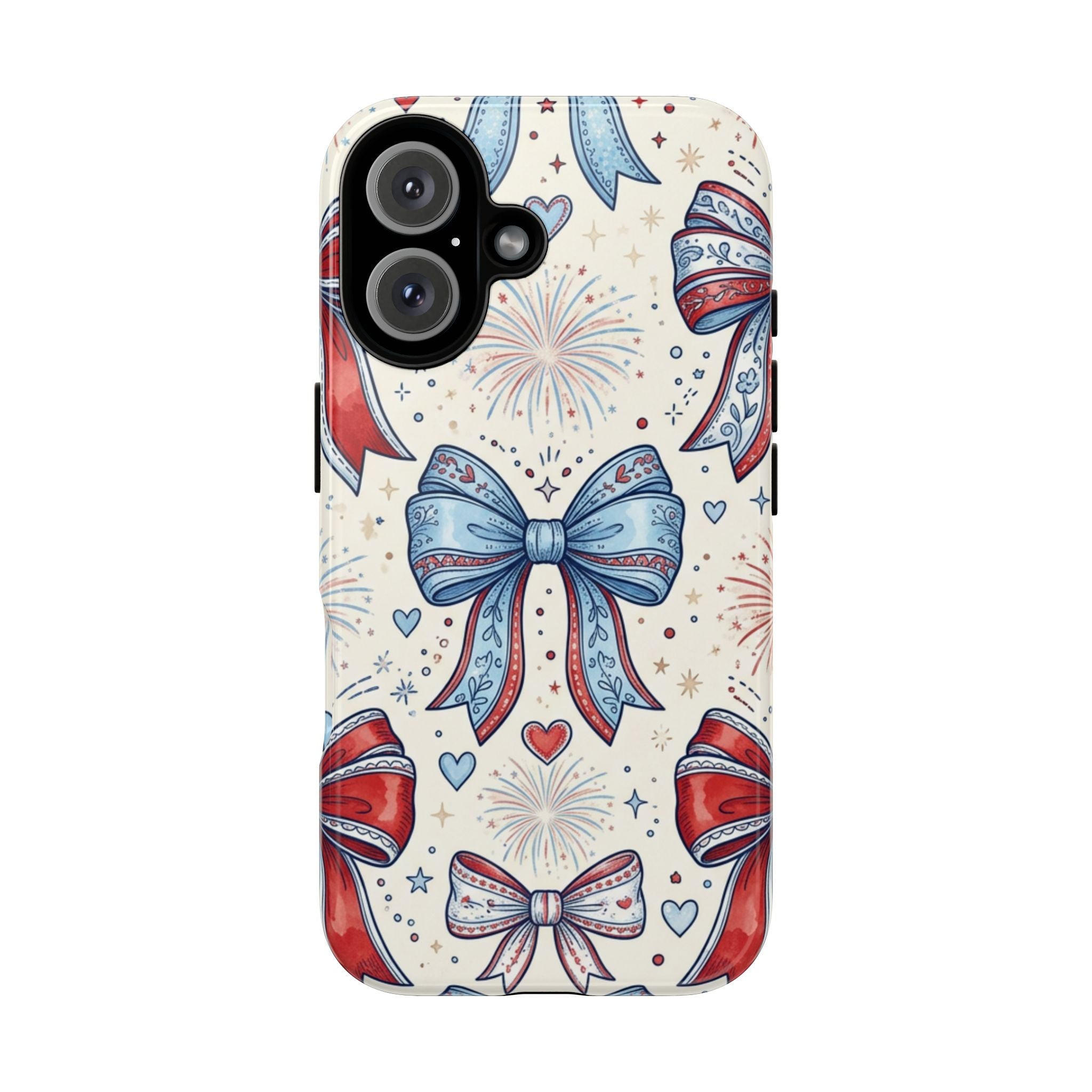 Patriotic Coquette Bows Phone Case – Americana Ribbon & Fireworks Design Printify
