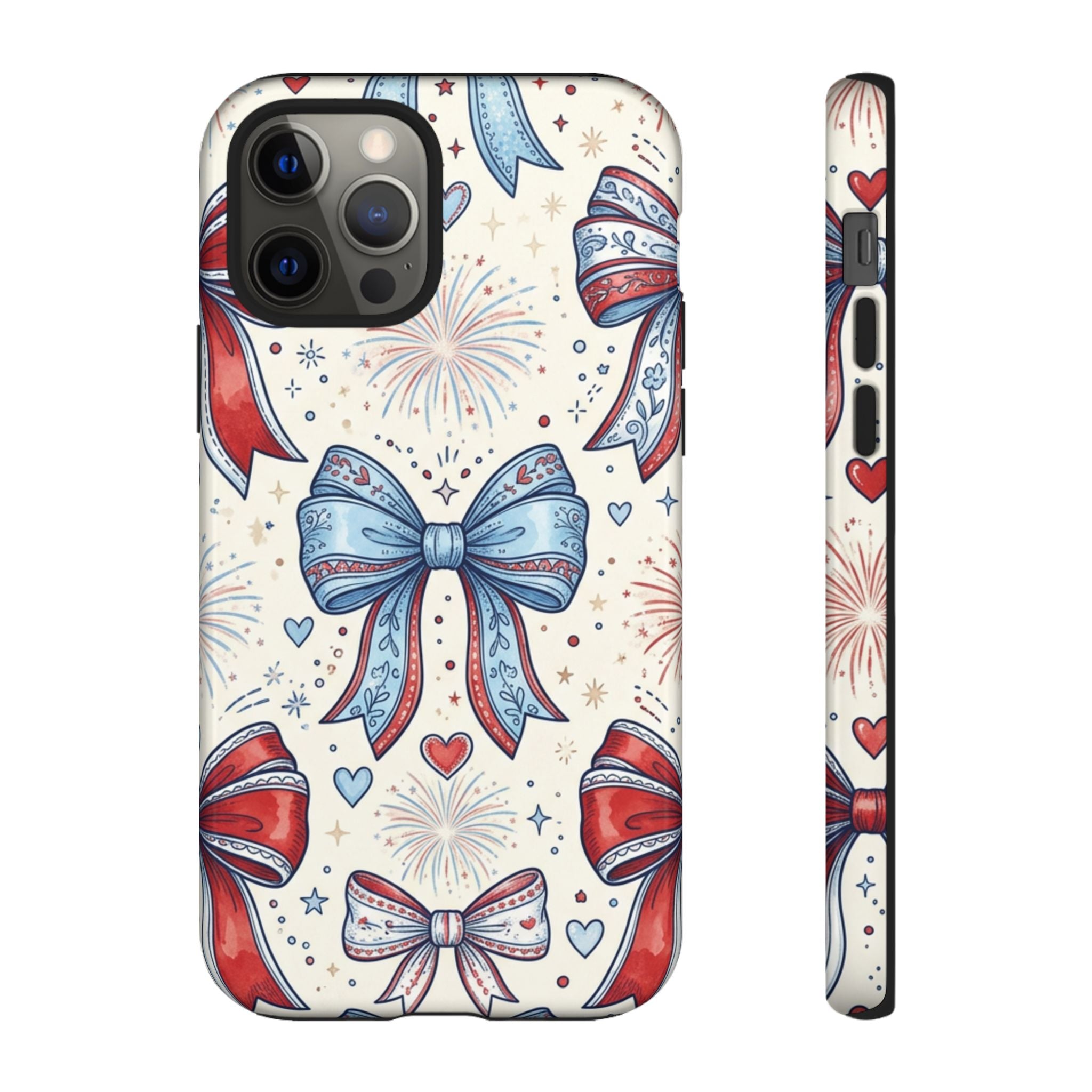 Patriotic Coquette Bows Phone Case – Americana Ribbon & Fireworks Design Printify