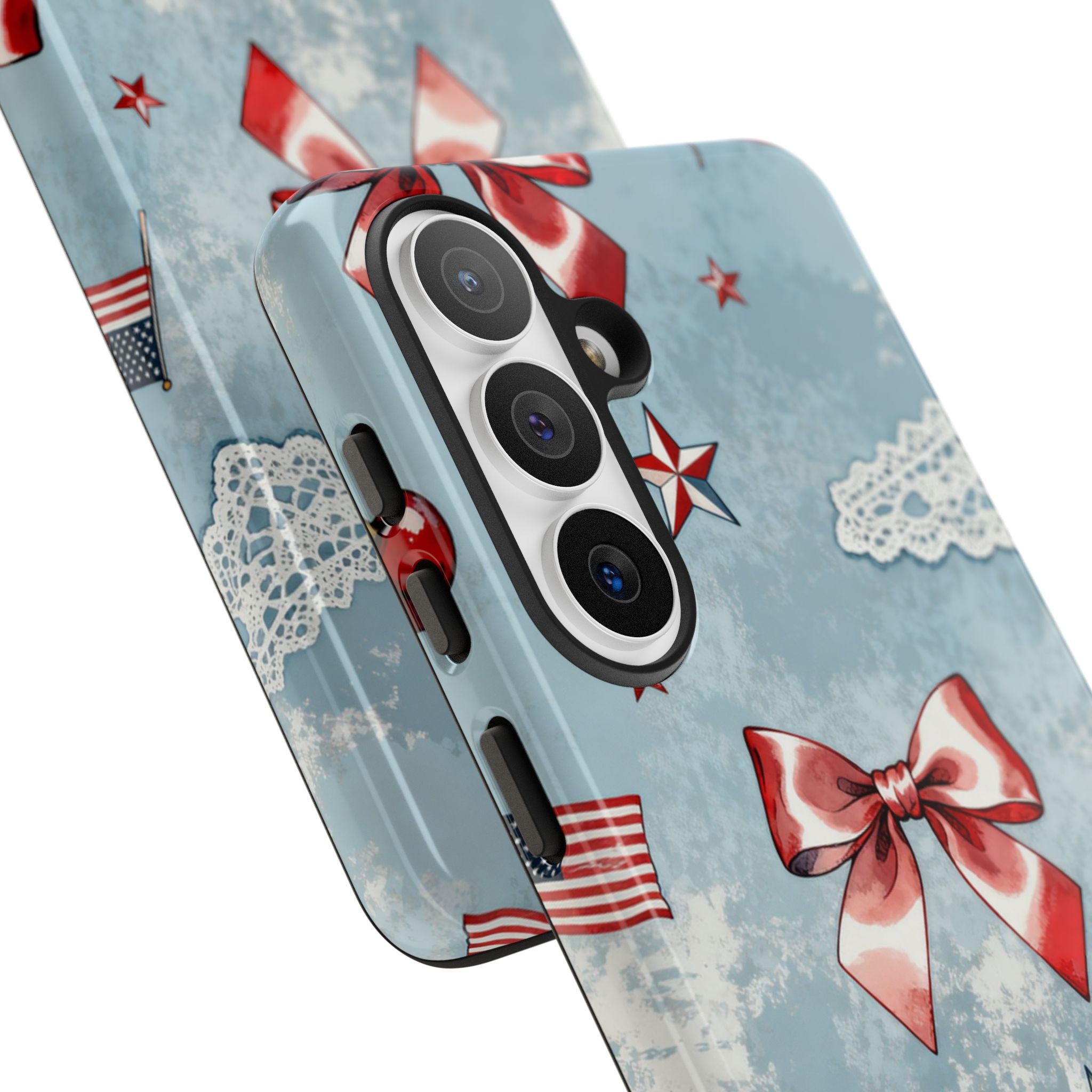 Americana Coquette Cherry Bow Phone Case Printify
