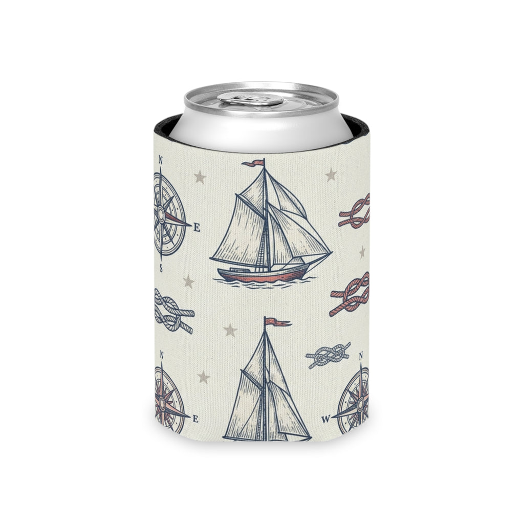 Coastal Nautical Sailboat Can Cooler Printify