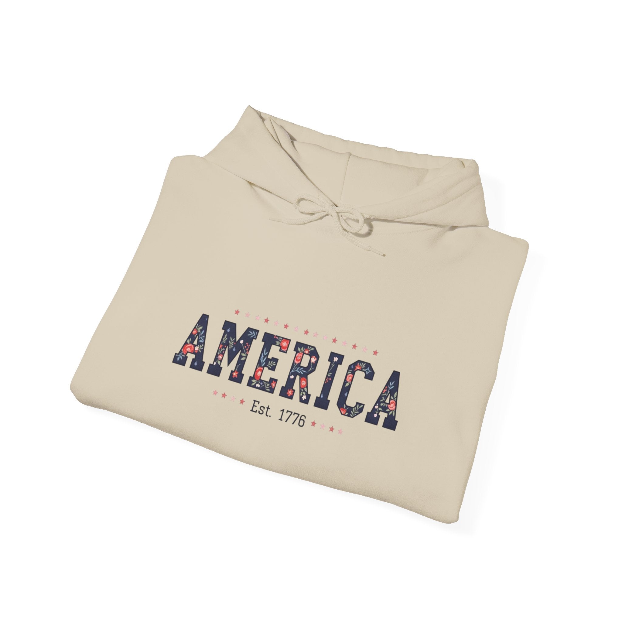 America Flower Hoodie — Floral USA Flag Sweatshirt Printify