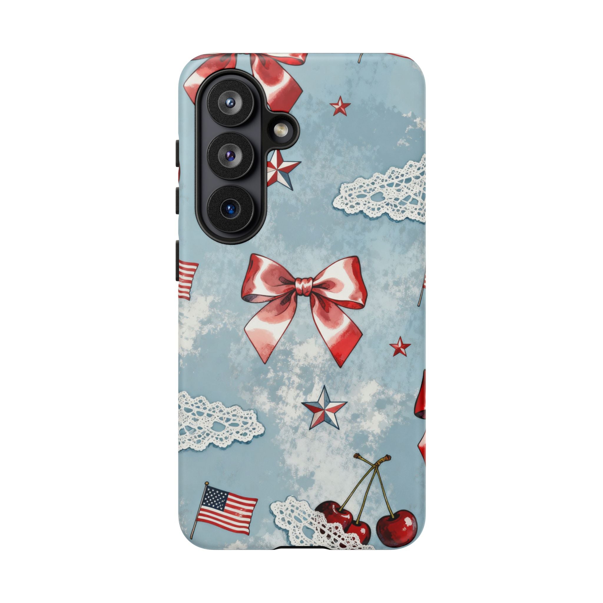 Americana Coquette Cherry Bow Phone Case Printify