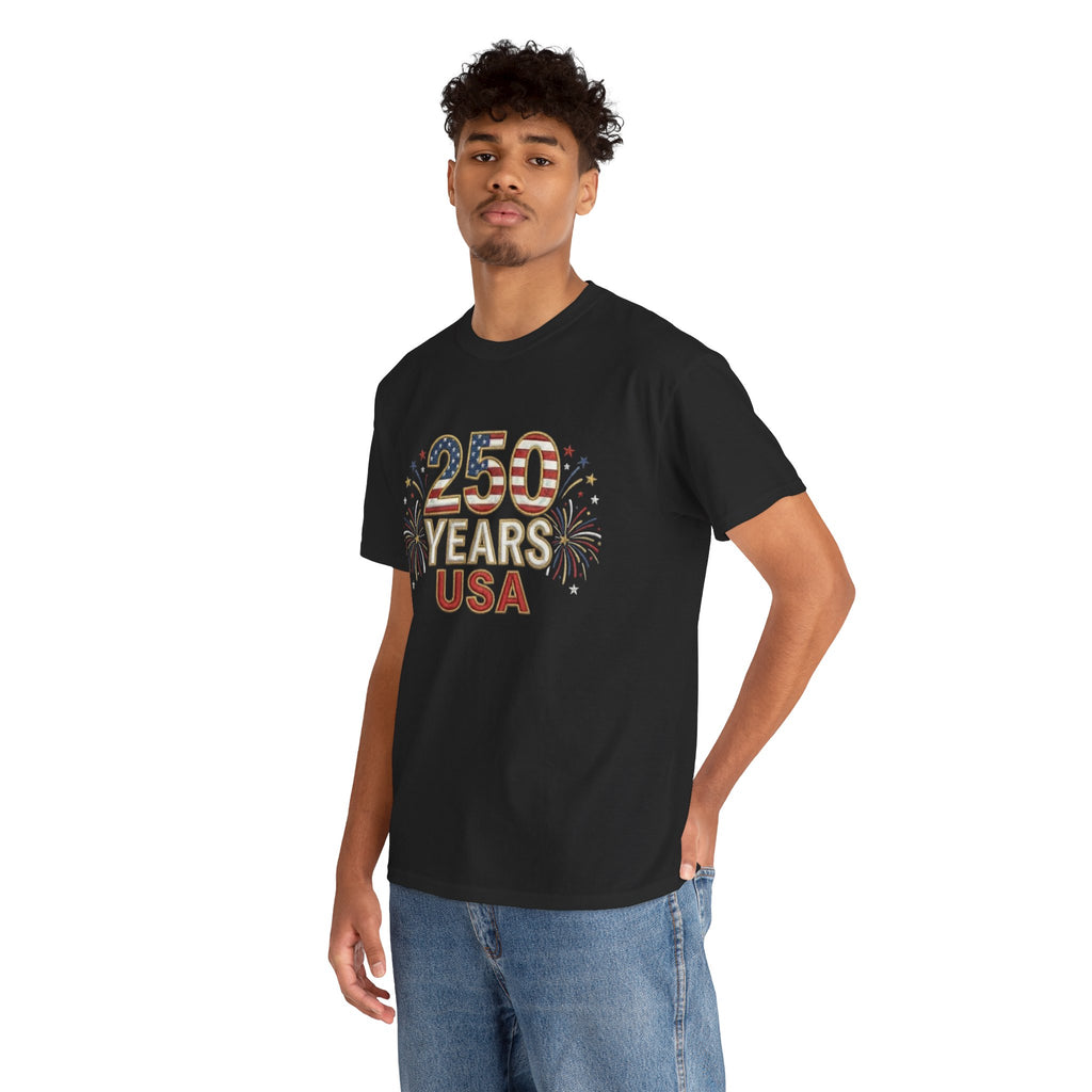 "250 YEARS" Patriotic Unisex Cotton T-Shirt – Gildan 5000 Heavy Tee
