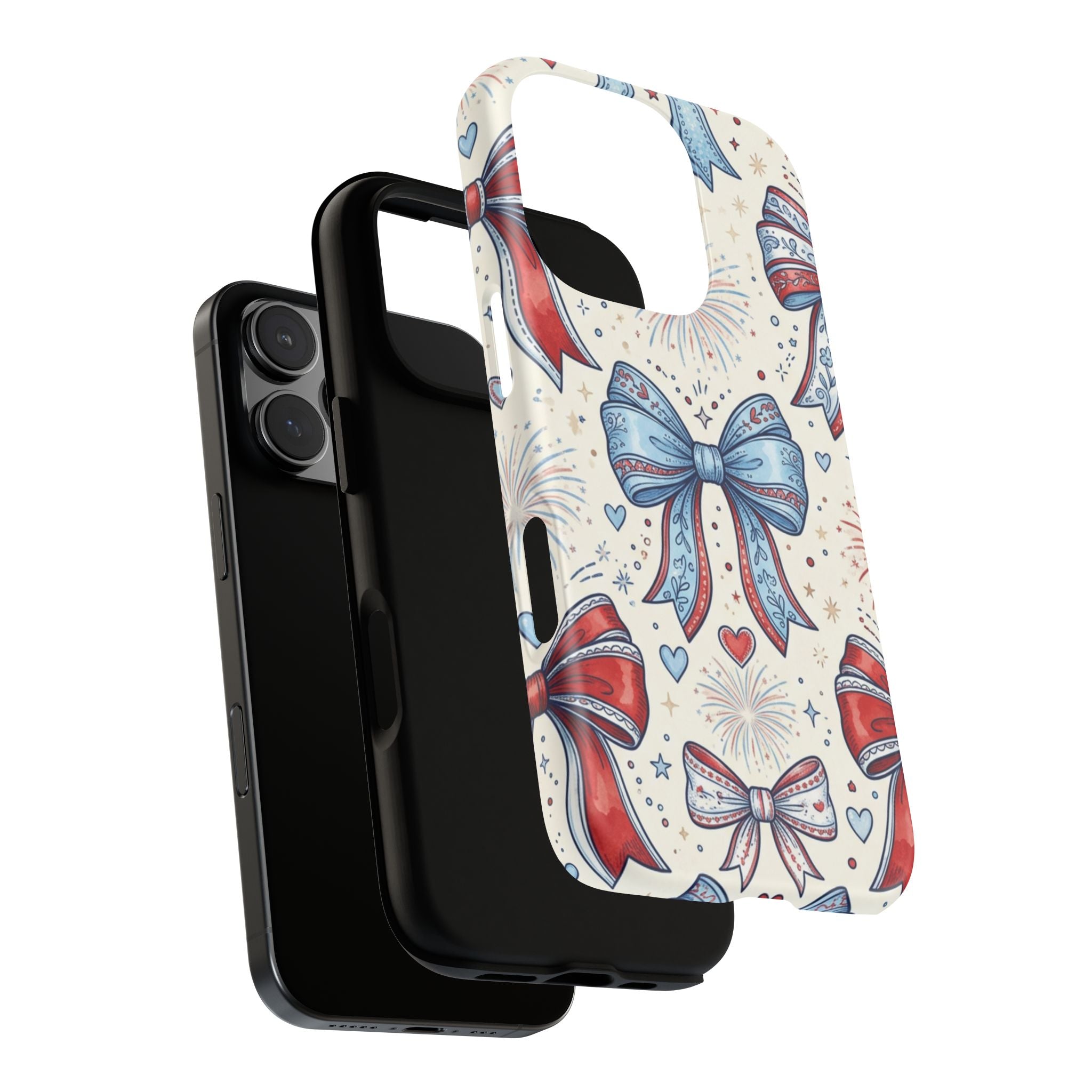 Patriotic Coquette Bows Phone Case – Americana Ribbon & Fireworks Design Printify