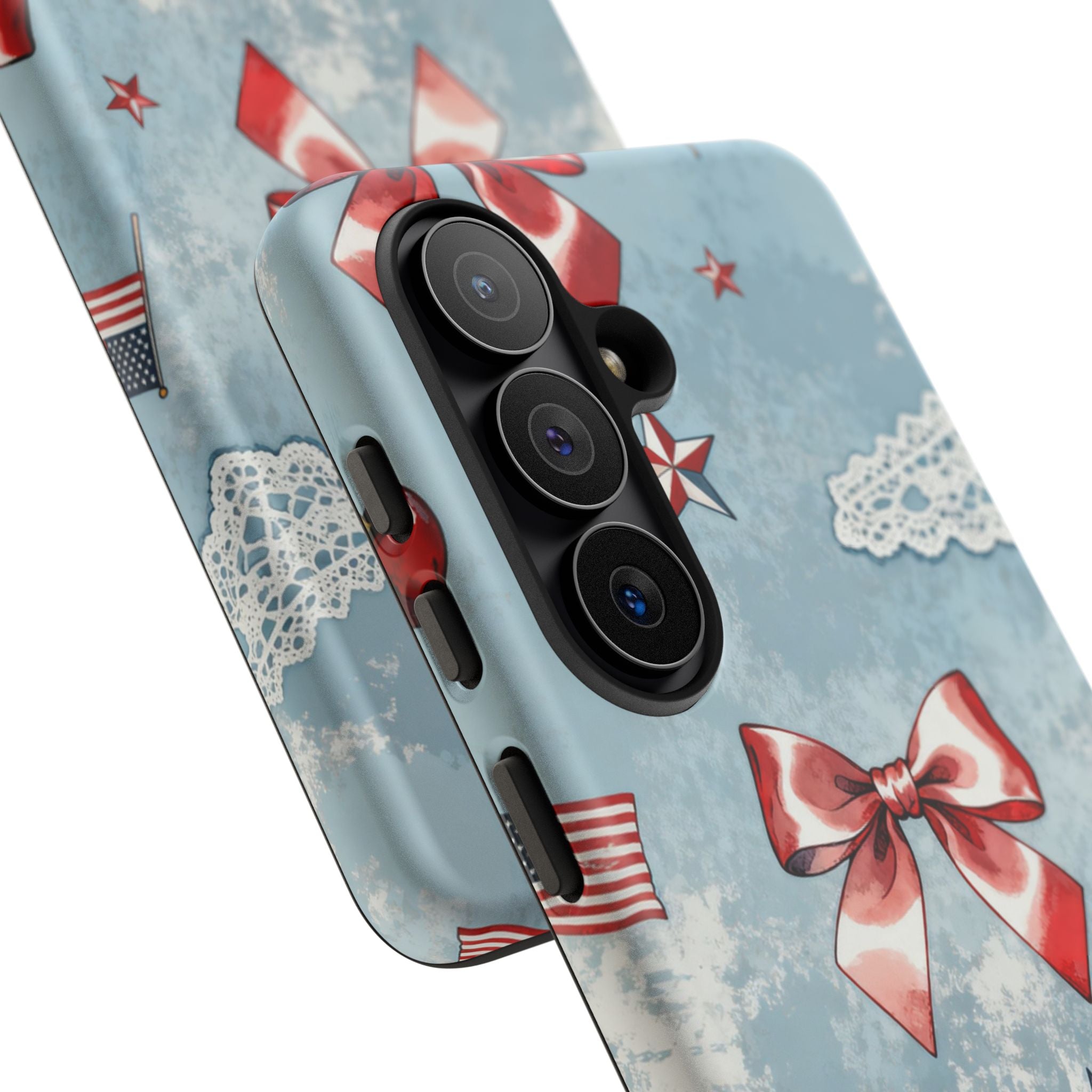 Americana Coquette Cherry Bow Phone Case Printify