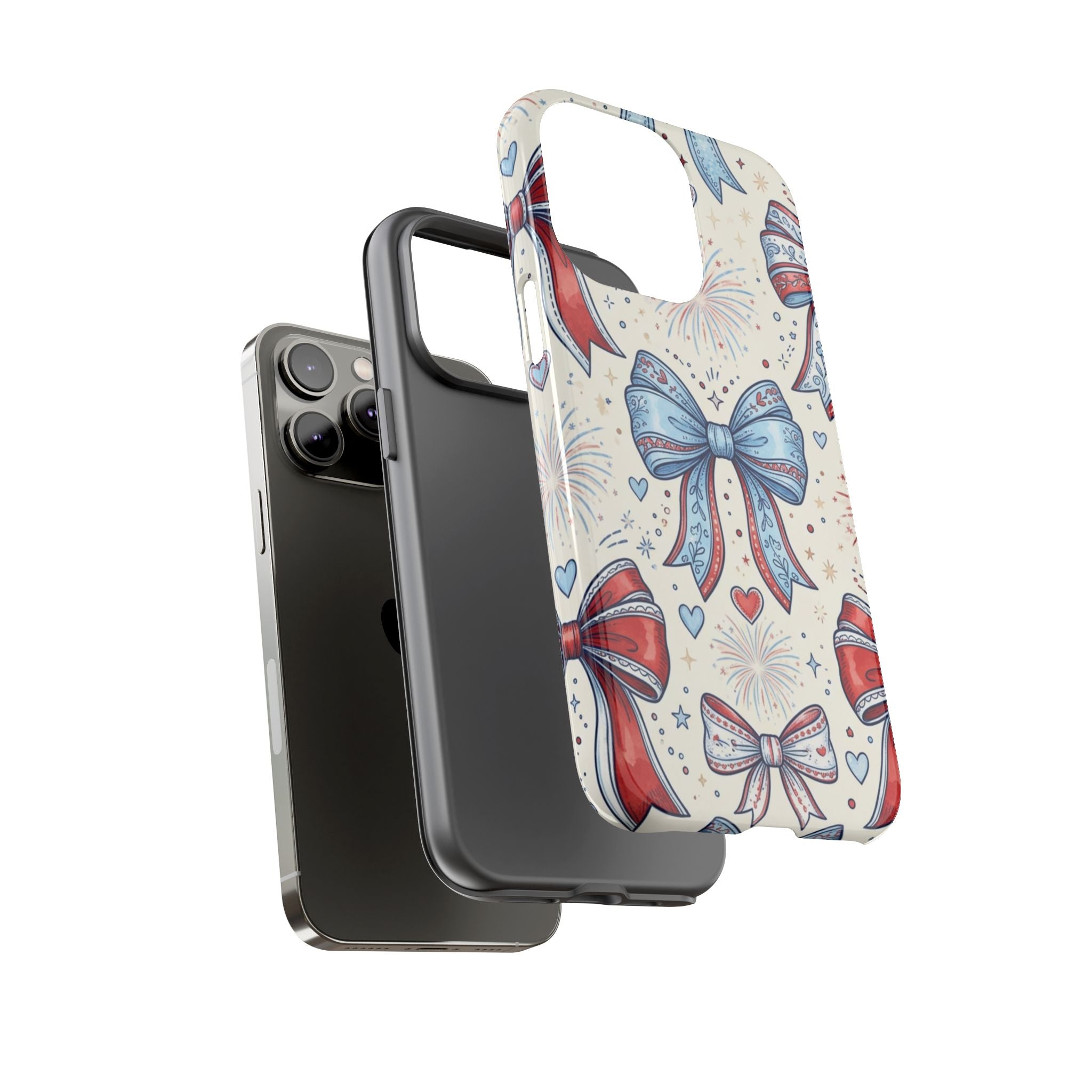 Patriotic Coquette Bows Phone Case – Americana Ribbon & Fireworks Design Printify