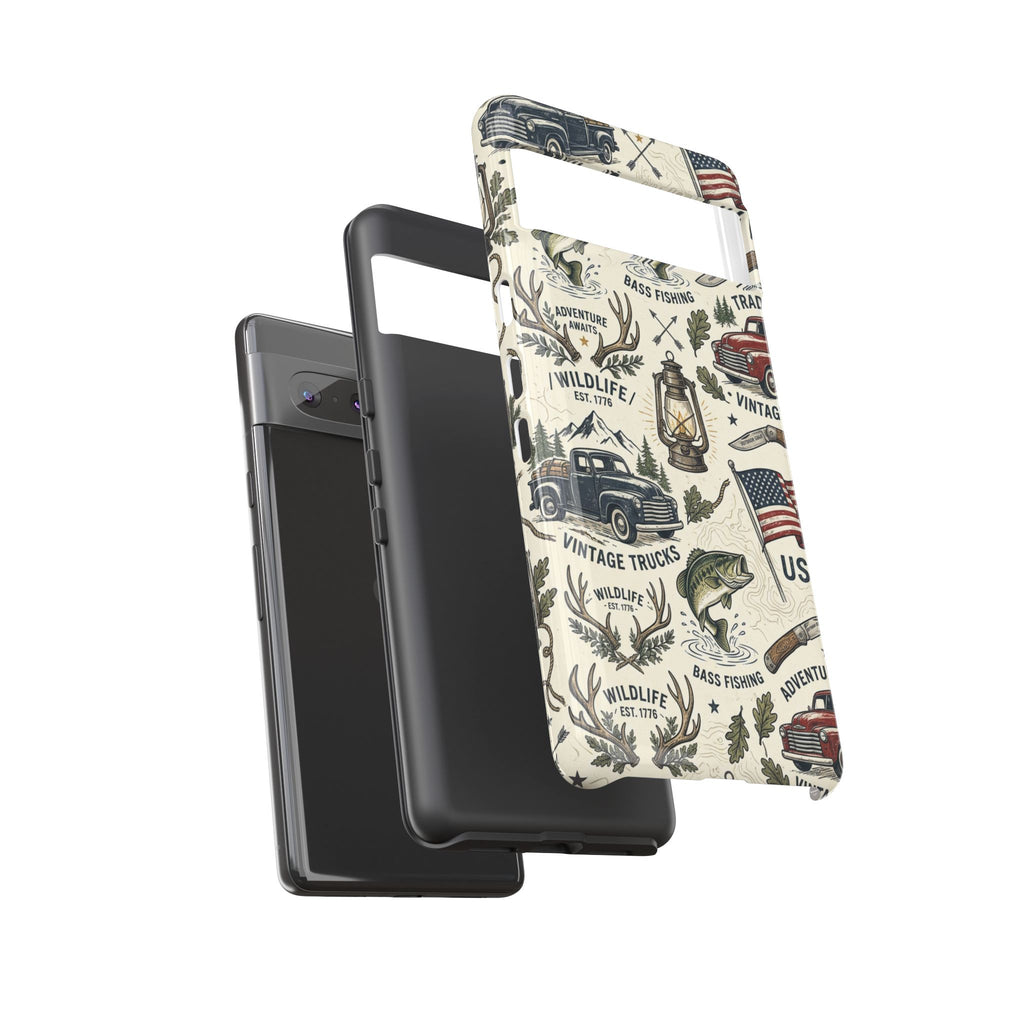 Patriotic Outdoors Phone Case – Bass Fishing & Vintage Americana Case Printify