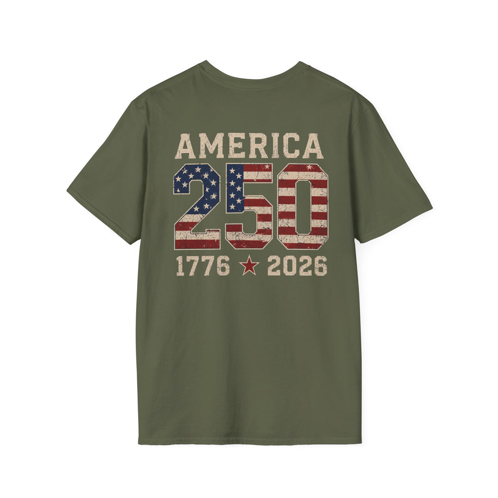 American Flag Pocket T-Shirt — "America's" Small Logo Patriotic Tee Printify